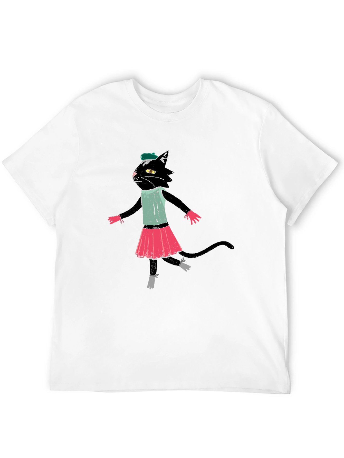 Black Cat Ballerina T-Shirt Cotton