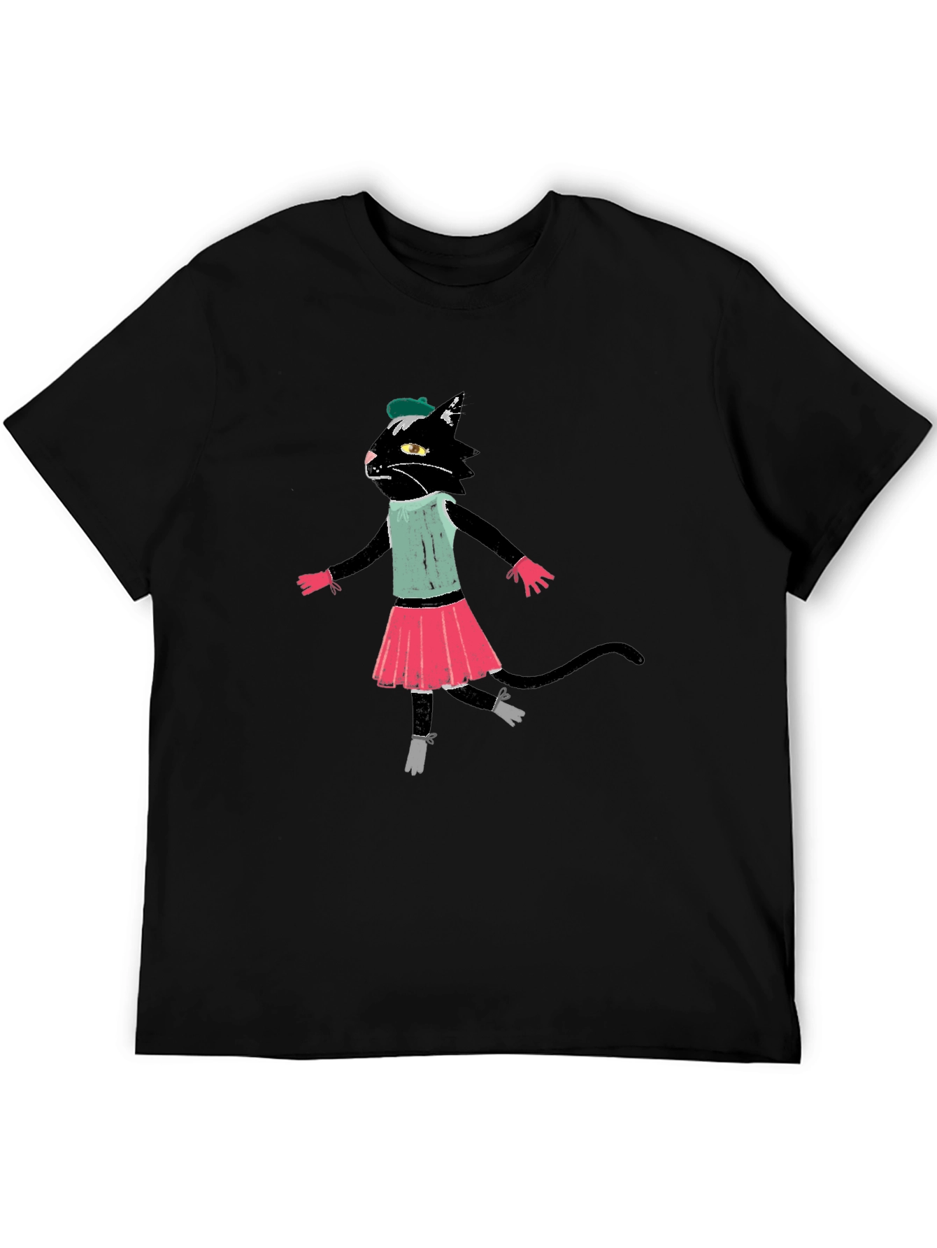 Black Cat Ballerina T-Shirt Cotton