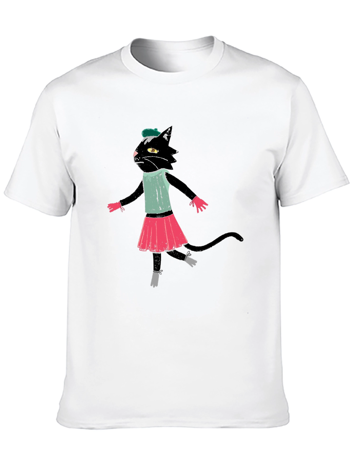 Black Cat Ballerina T-Shirt Cotton