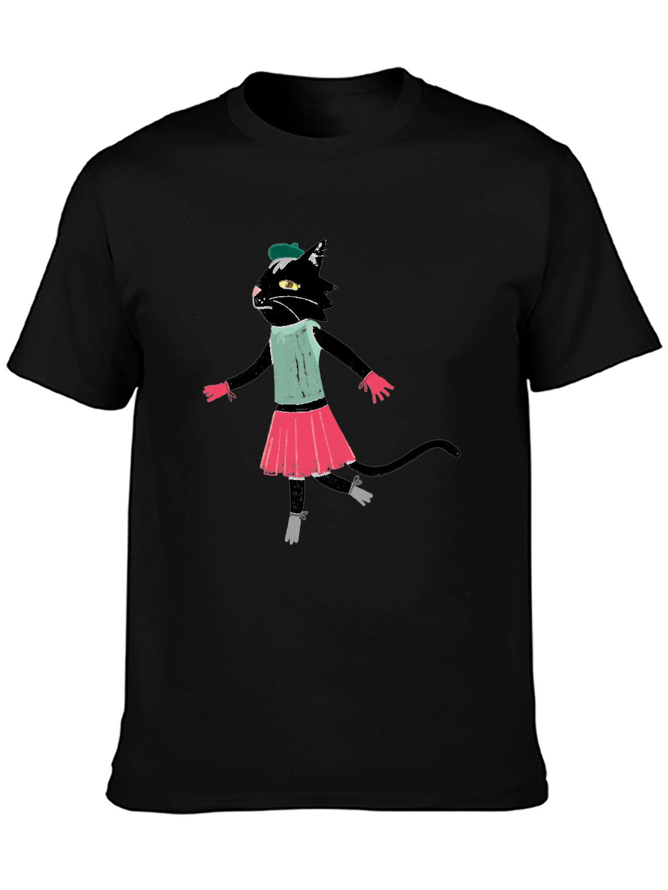 Black Cat Ballerina T-Shirt Cotton