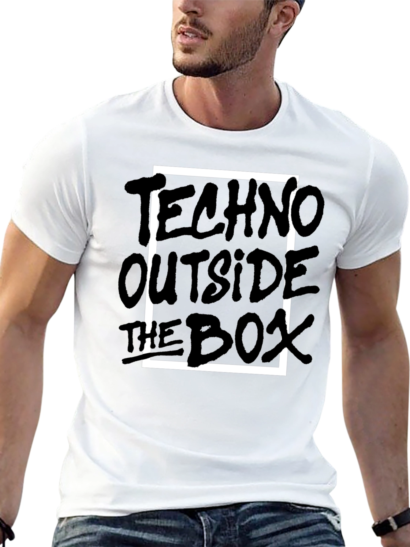 Techno Outside The Box Black Graphic Tee