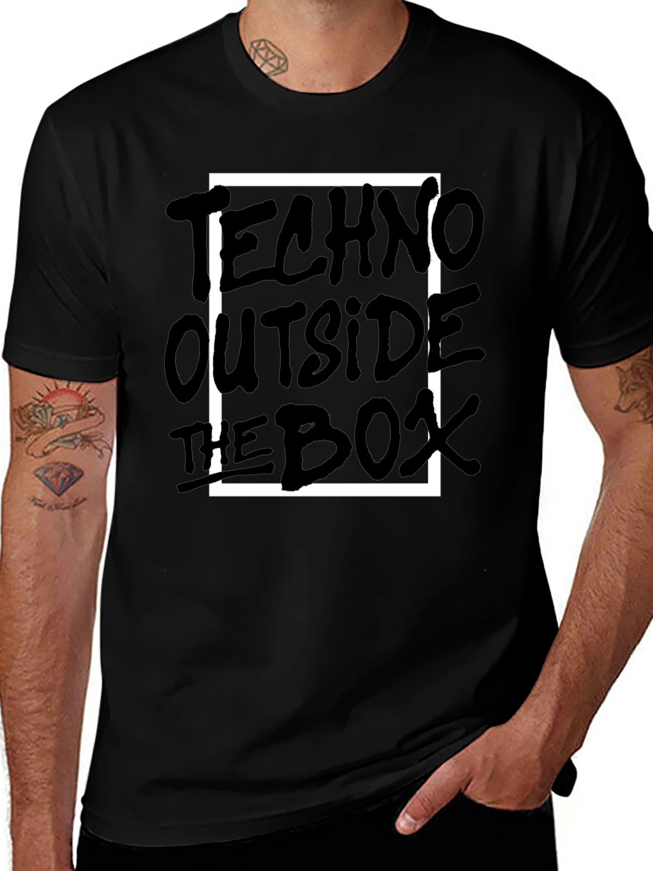 Techno Outside The Box Black Graphic Tee
