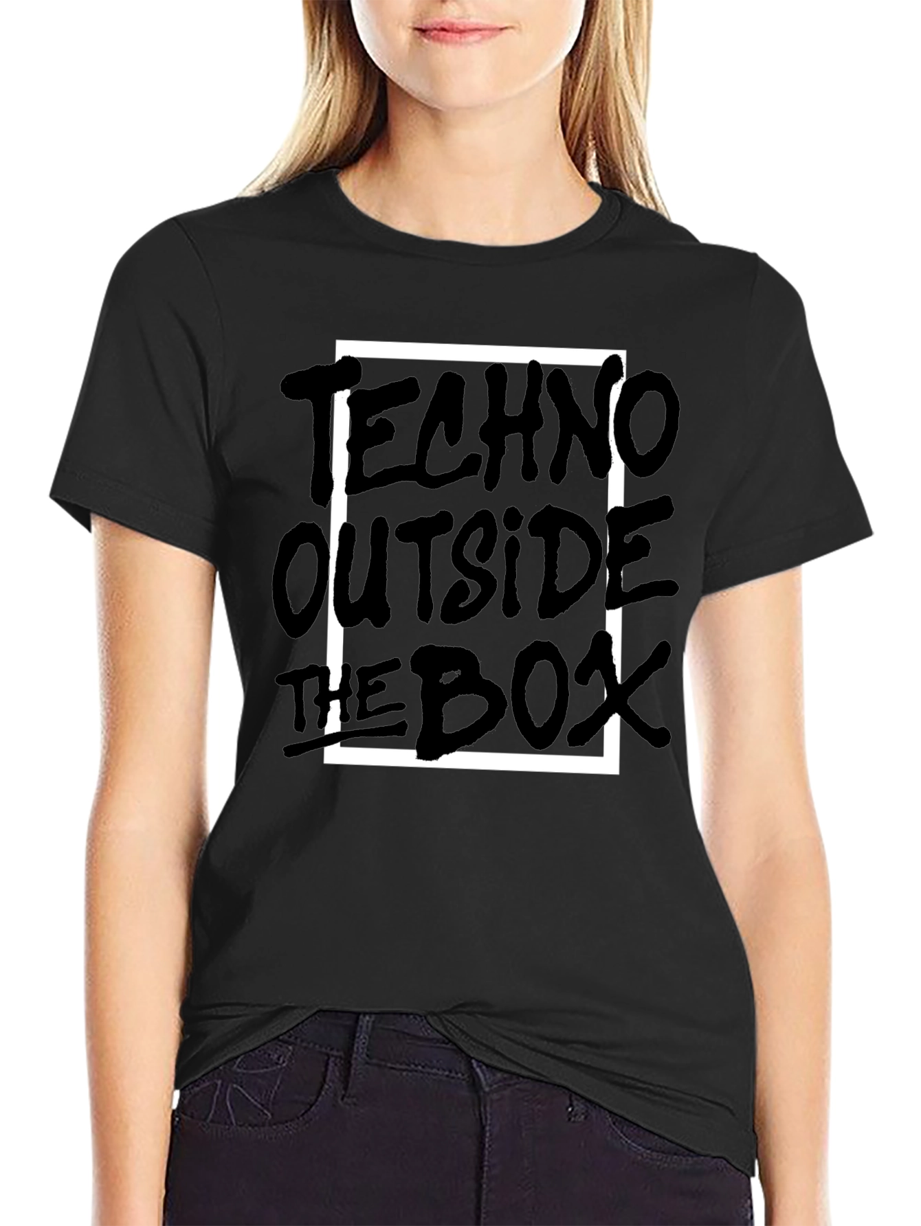 Techno Outside The Box Black Graphic Tee
