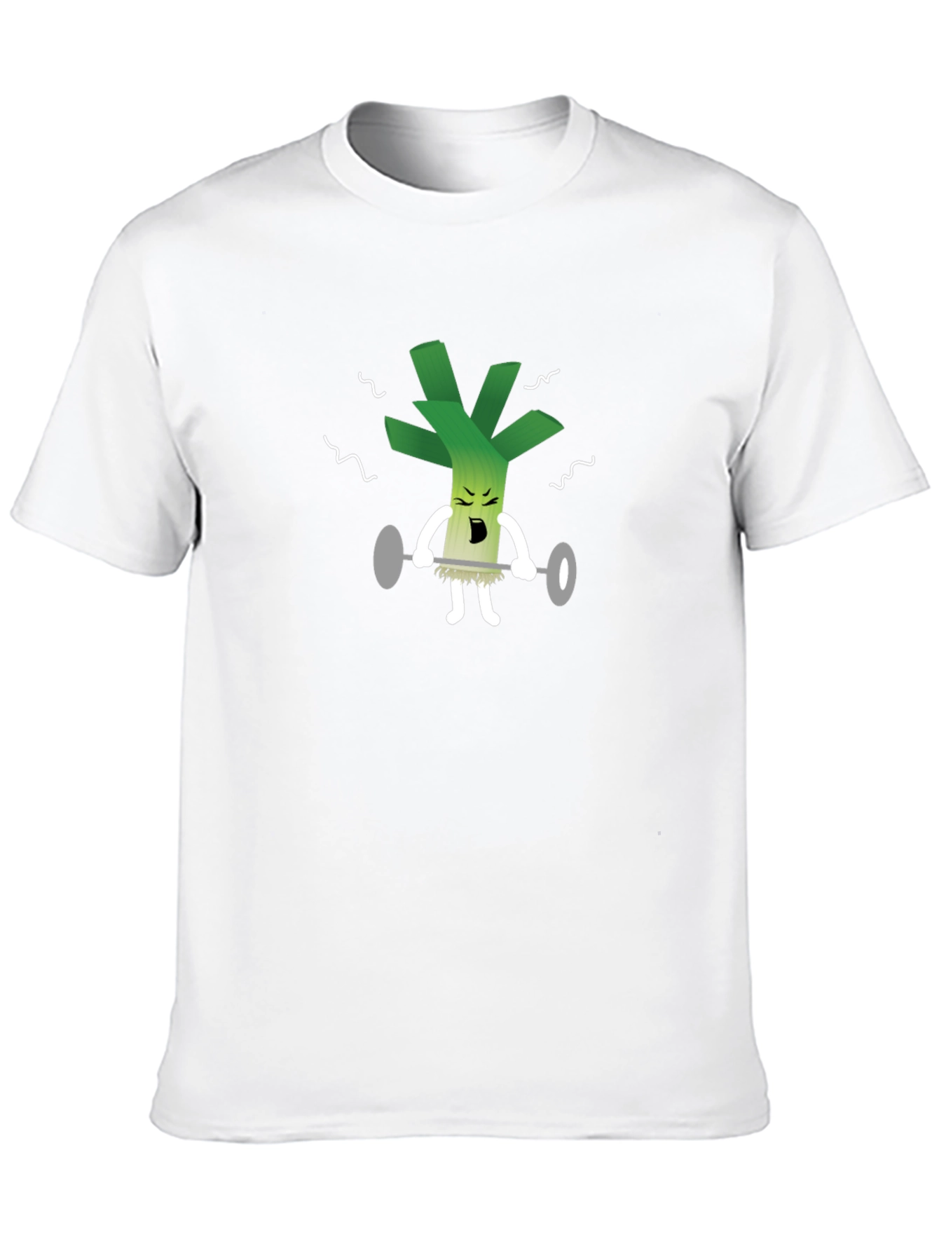 Weightlifting Leek Graphic Tee - Black Cotton T-Shirt