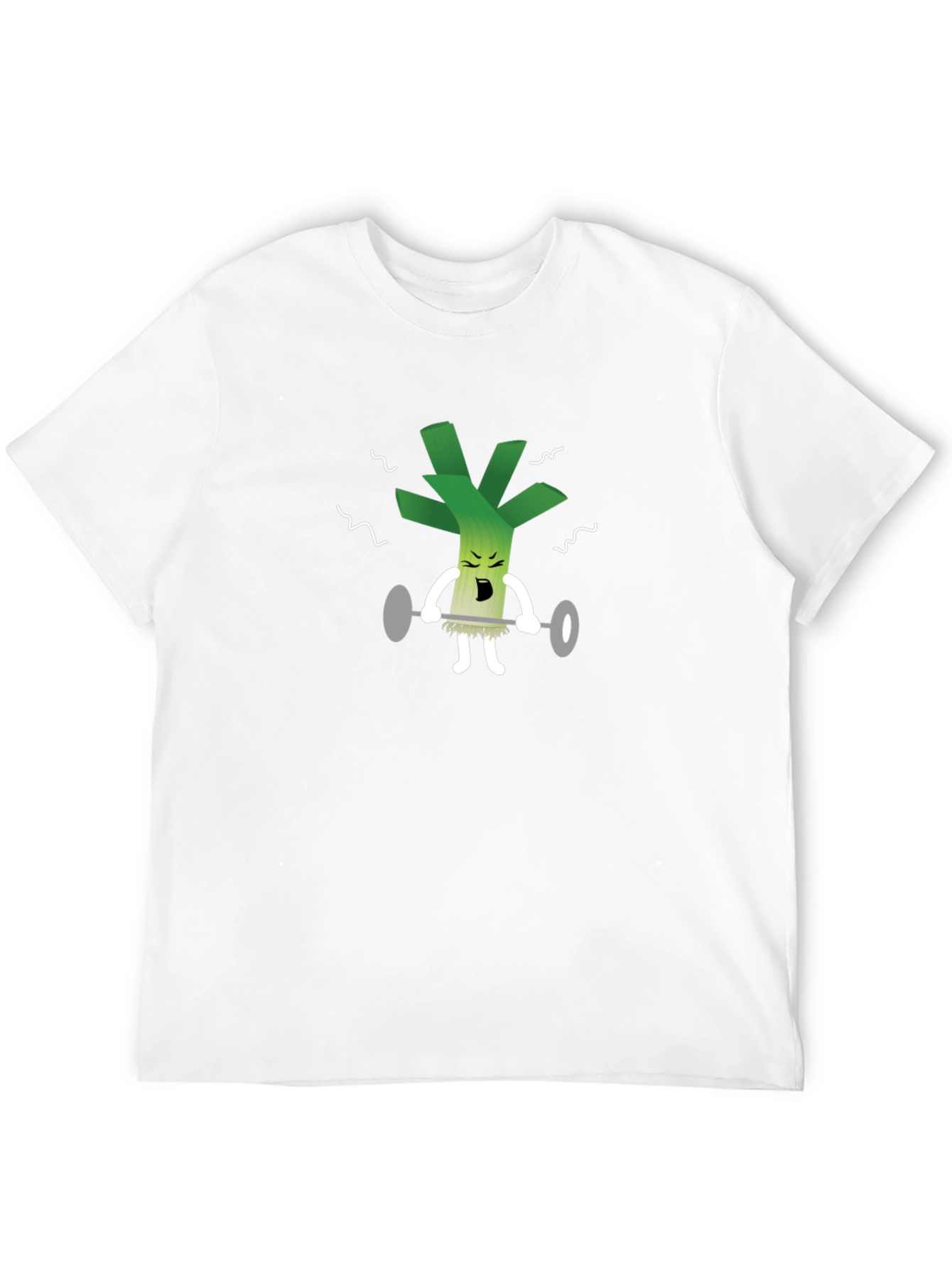 Weightlifting Leek Graphic Tee - Black Cotton T-Shirt