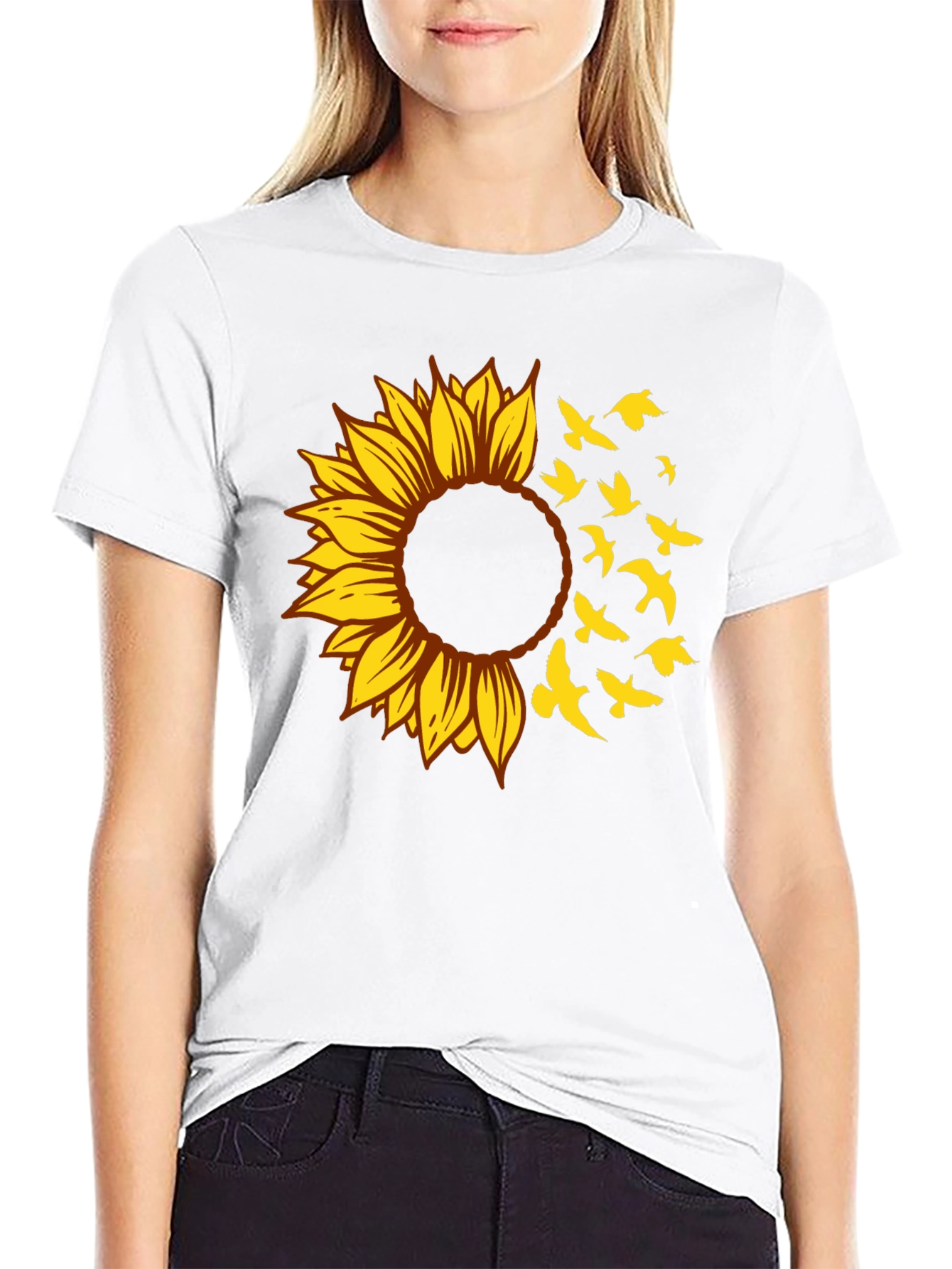 Sunflower Bird T-Shirt - Stylish Graphic Tee