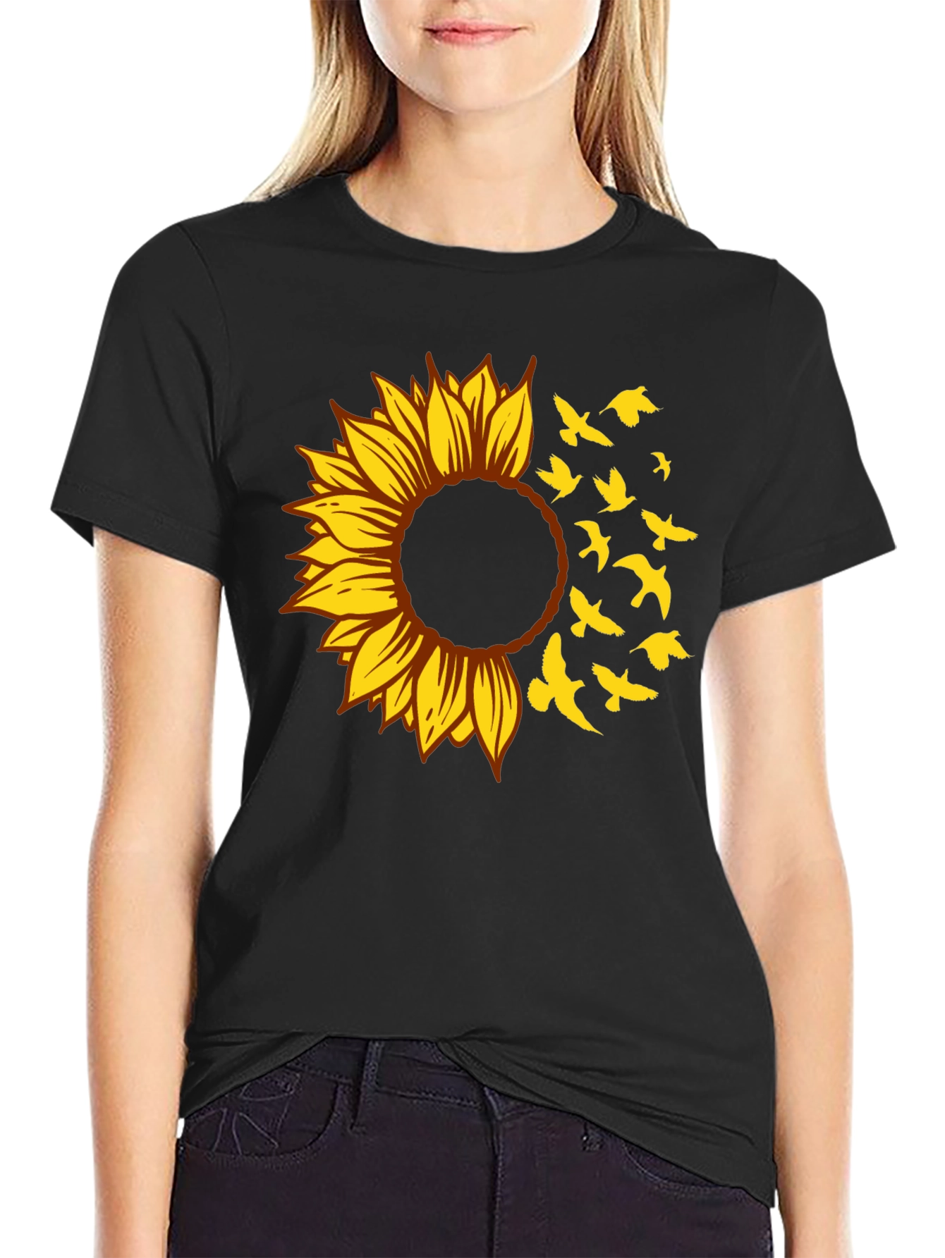 Sunflower Bird T-Shirt - Stylish Graphic Tee