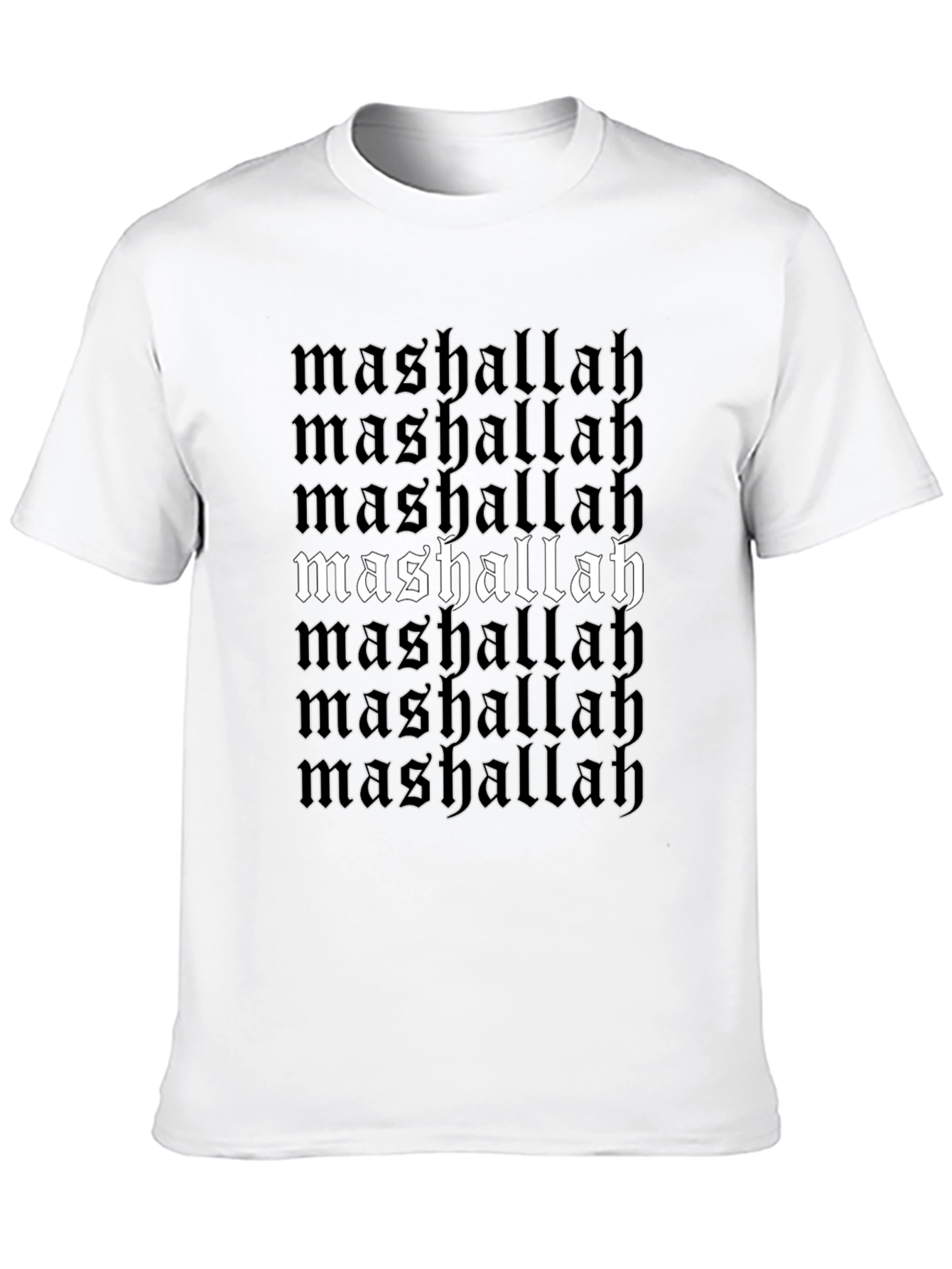 Mashallah Text Print Black T-Shirt