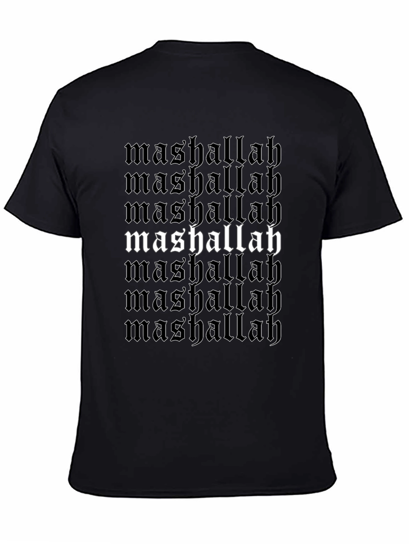 Mashallah Text Print Black T-Shirt
