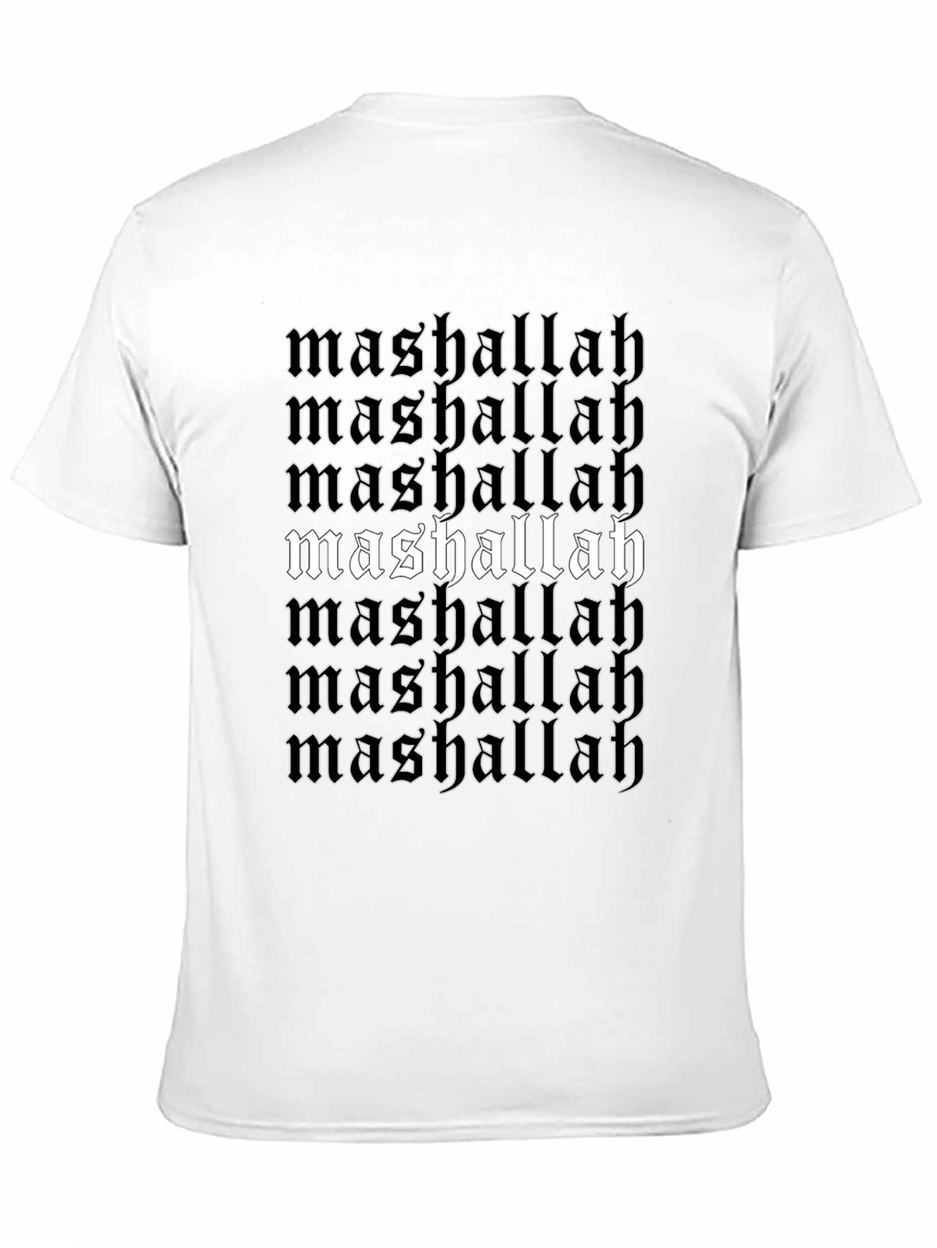 Mashallah Text Print Black T-Shirt