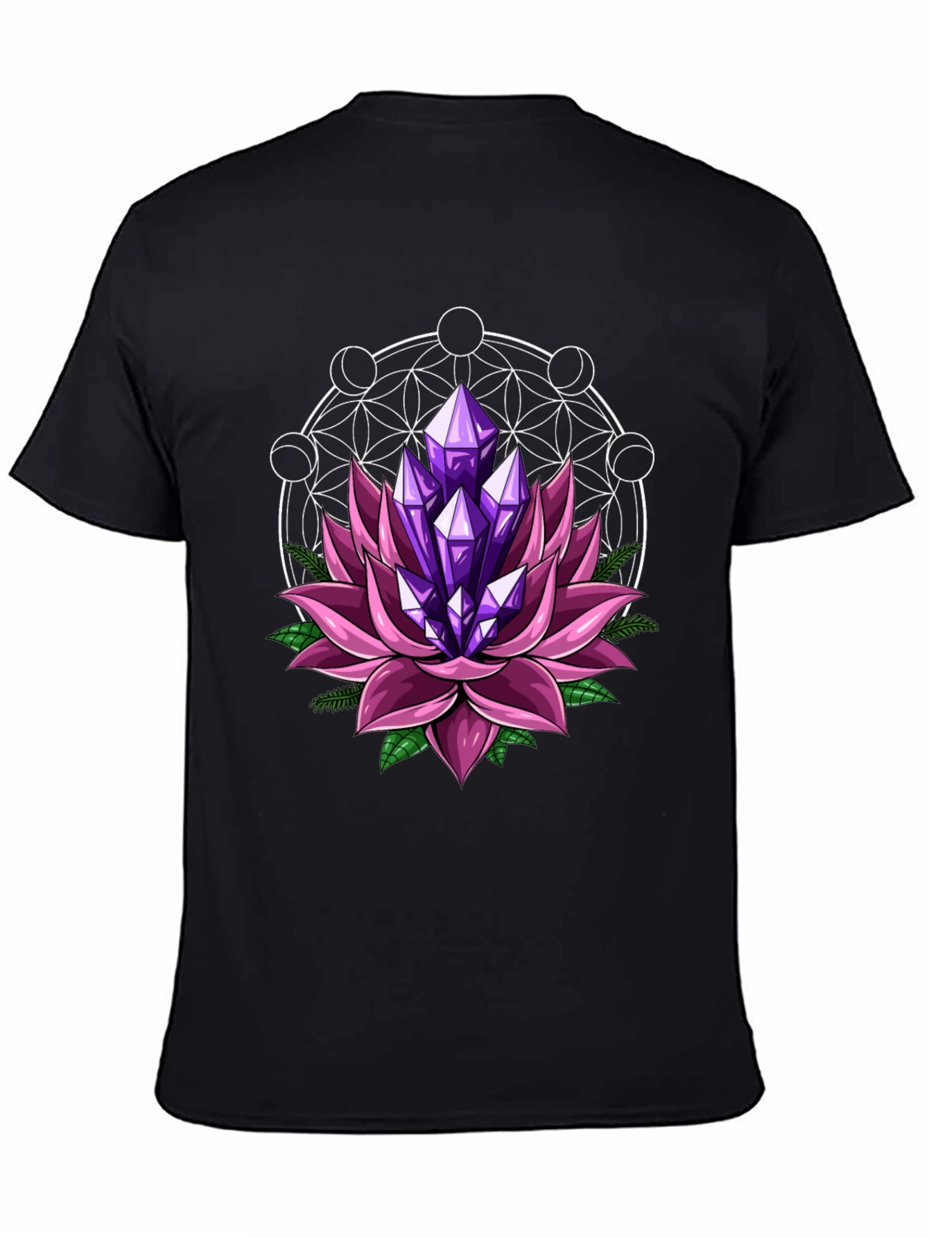 Lotus Crystal Graphic Tee - Stylish Mens Black T-Shirt