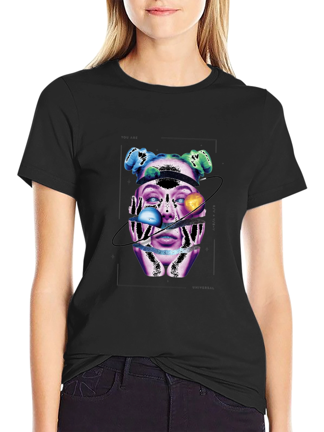Cosmic Woman Graphic T-Shirt - Black