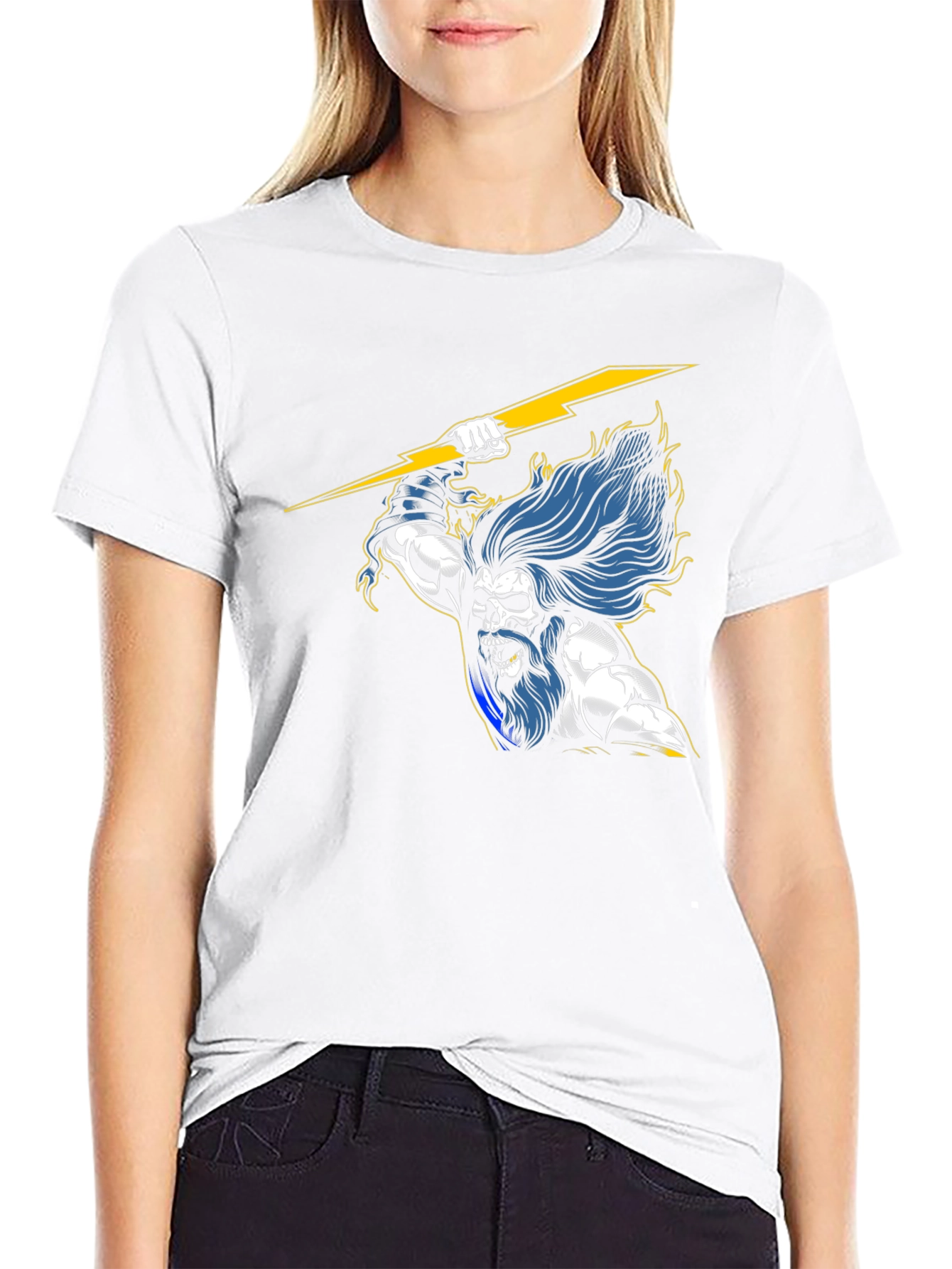 Zeus Lightning Bolt Graphic T-Shirt - Black