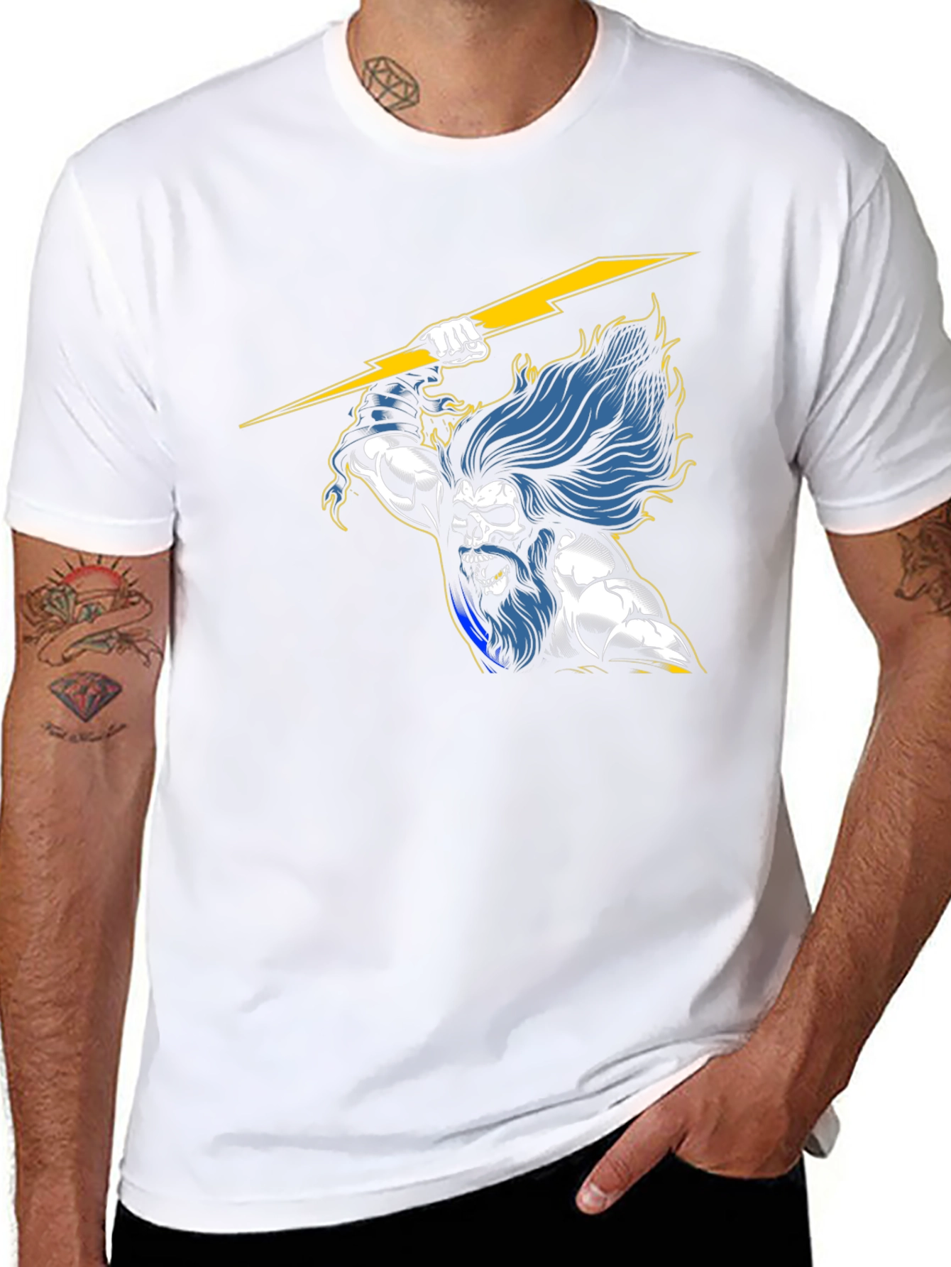 Zeus Lightning Bolt Graphic T-Shirt - Black