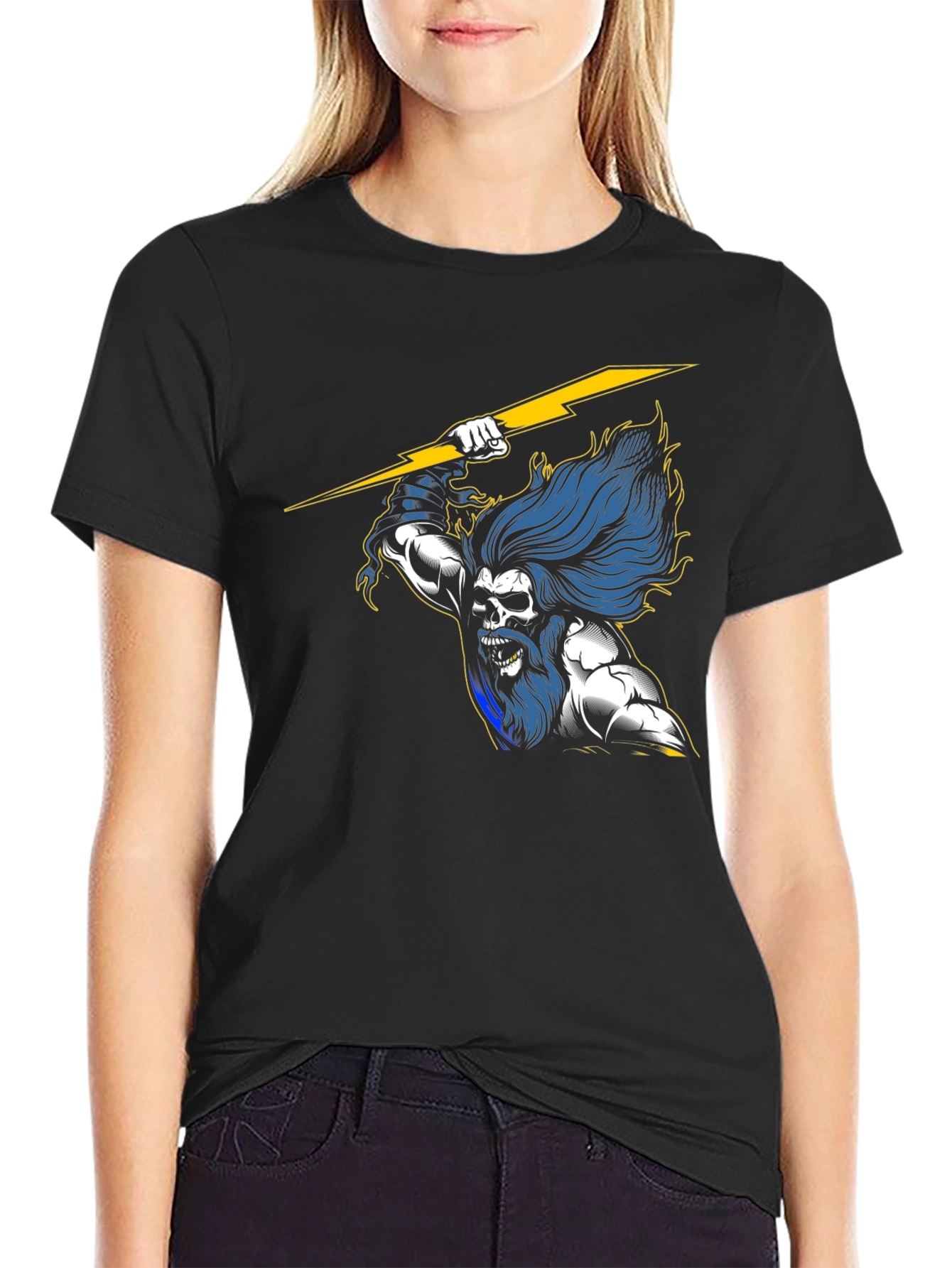 Zeus Lightning Bolt Graphic T-Shirt - Black