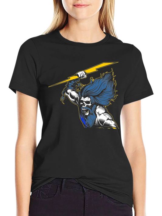 Zeus Lightning Bolt Graphic T-Shirt - Black