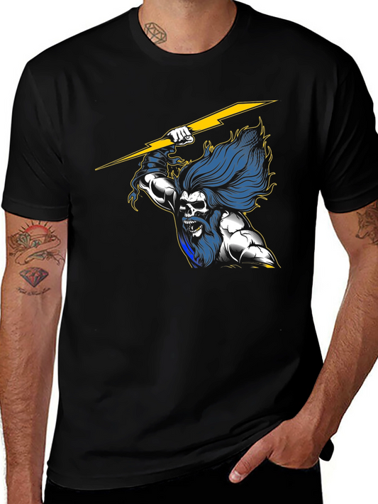 Zeus Lightning Bolt Graphic T-Shirt - Black