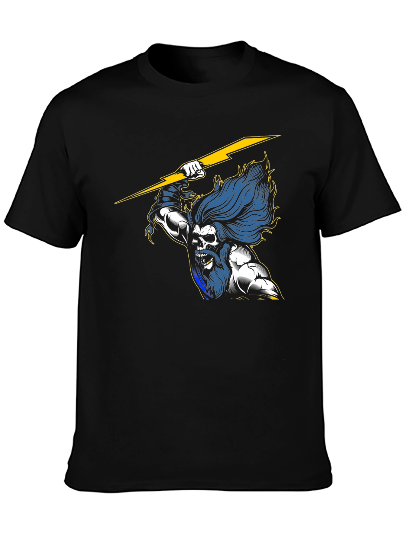 Zeus Lightning Bolt Graphic T-Shirt - Black