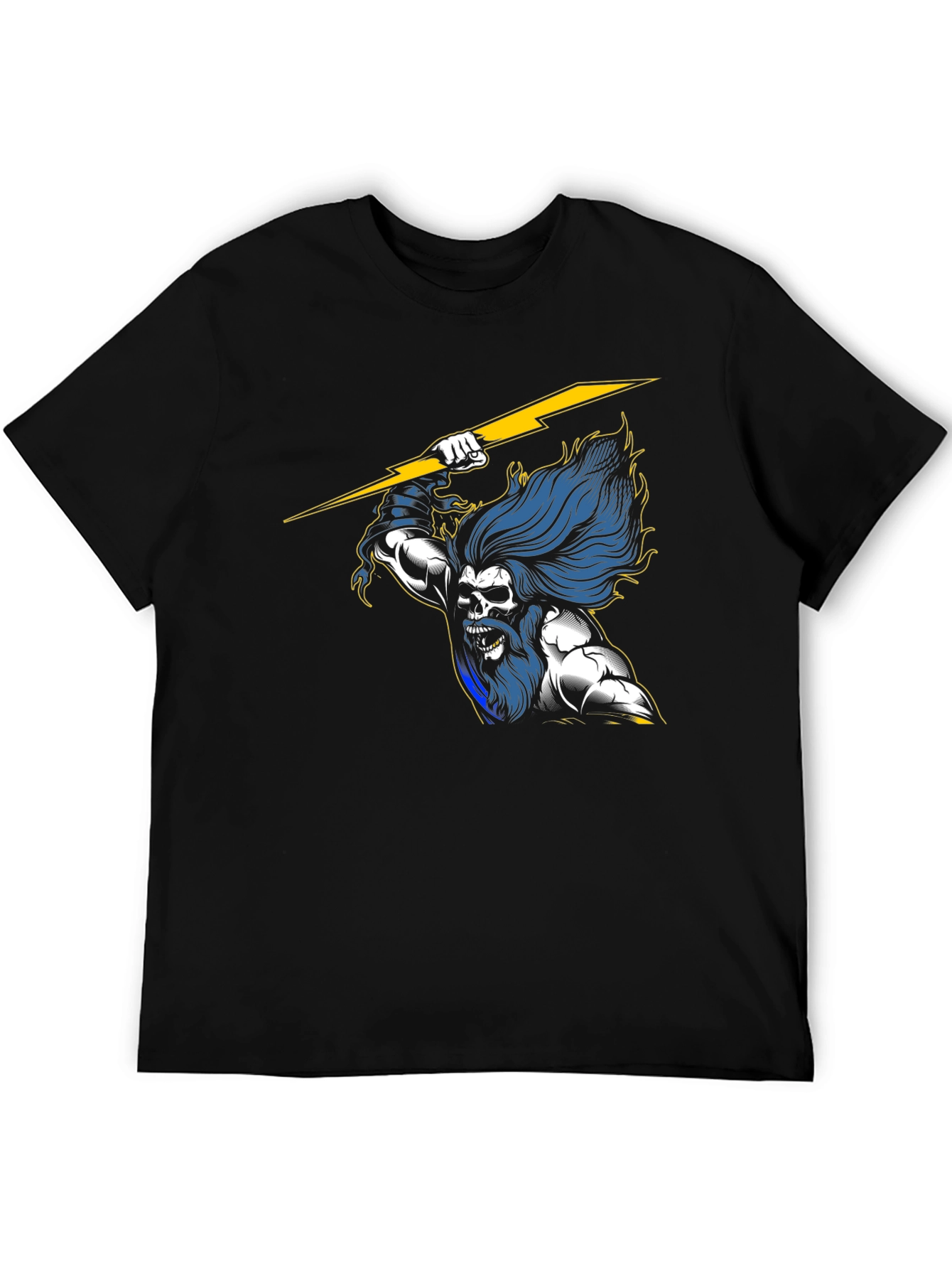 Zeus Lightning Bolt Graphic T-Shirt - Black