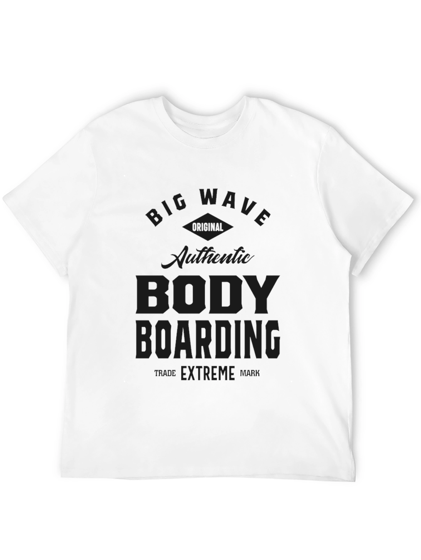 Big Wave Body Boarding Black T-Shirt