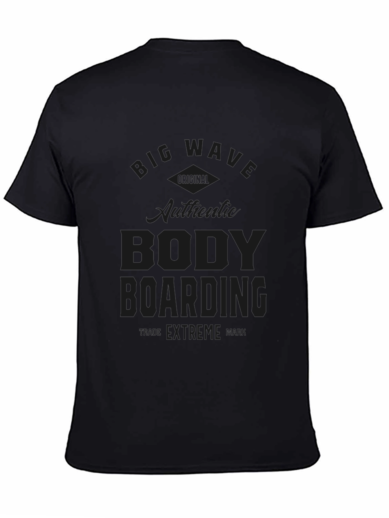 Big Wave Body Boarding Black T-Shirt