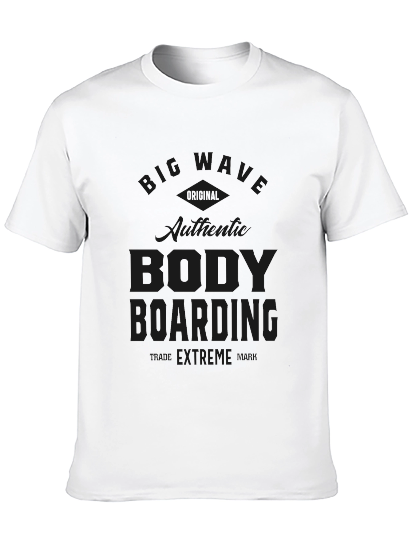 Big Wave Body Boarding Black T-Shirt