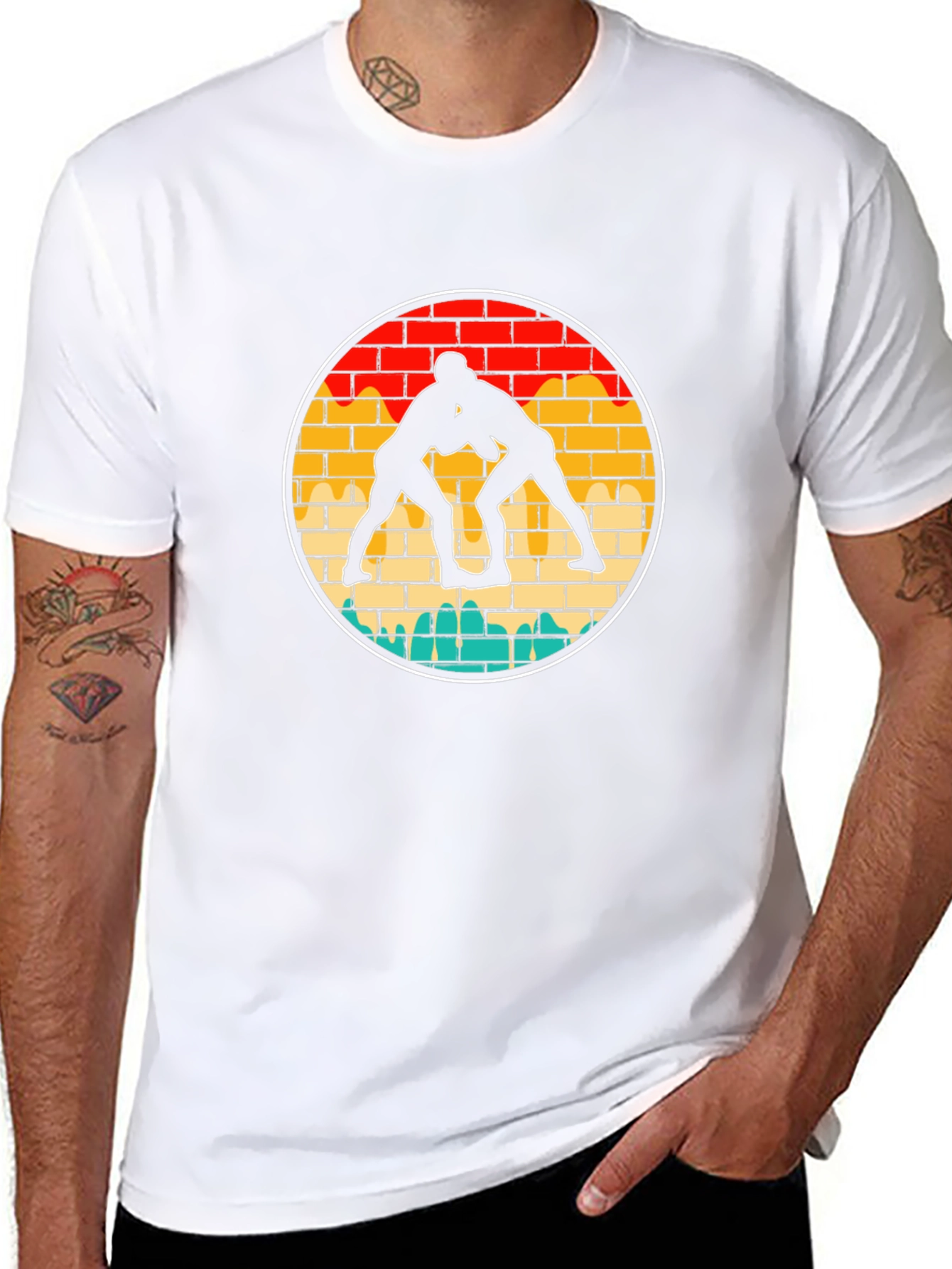 Wrestling Silhouette Graphic Tee - Black