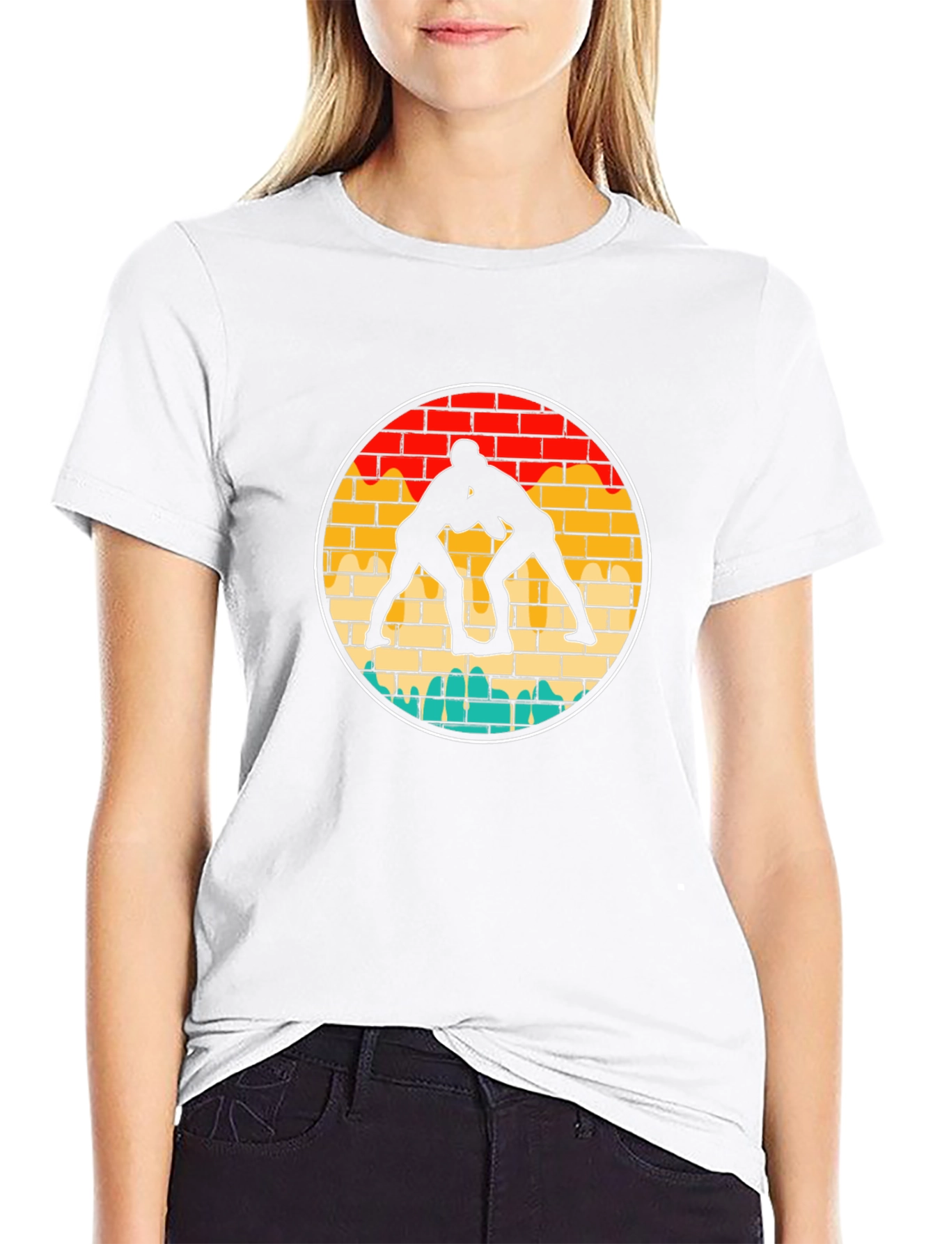 Wrestling Silhouette Graphic Tee - Black