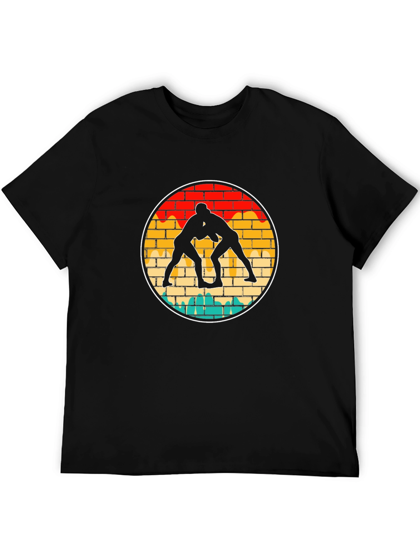 Wrestling Silhouette Graphic Tee - Black