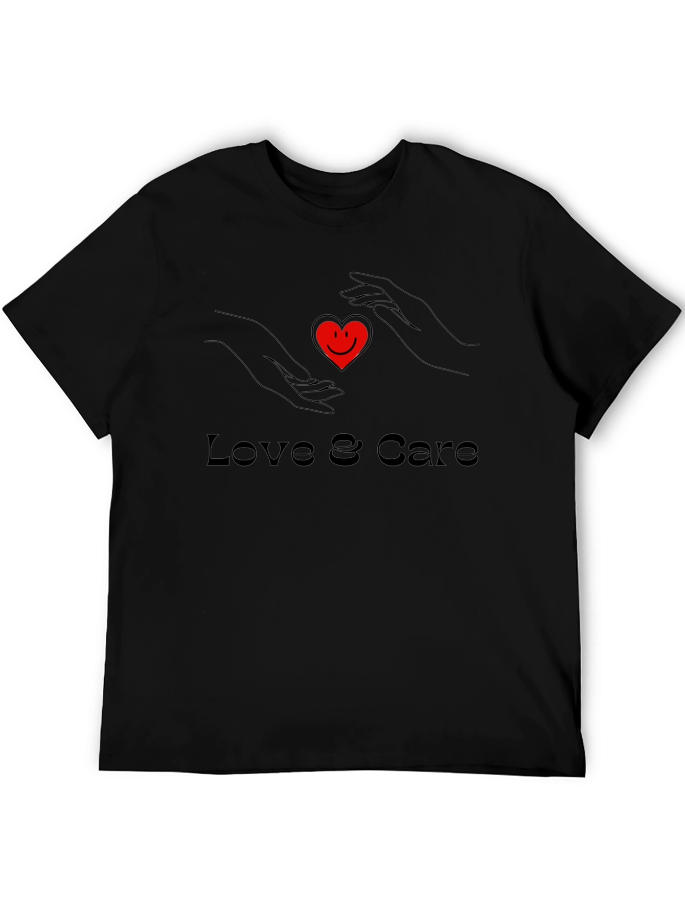 Love & Care Graphic Black T-Shirt