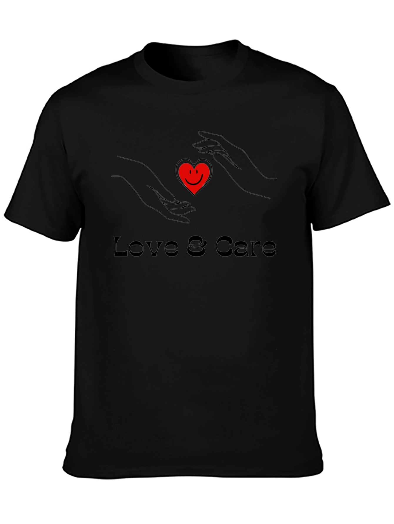 Love & Care Graphic Black T-Shirt