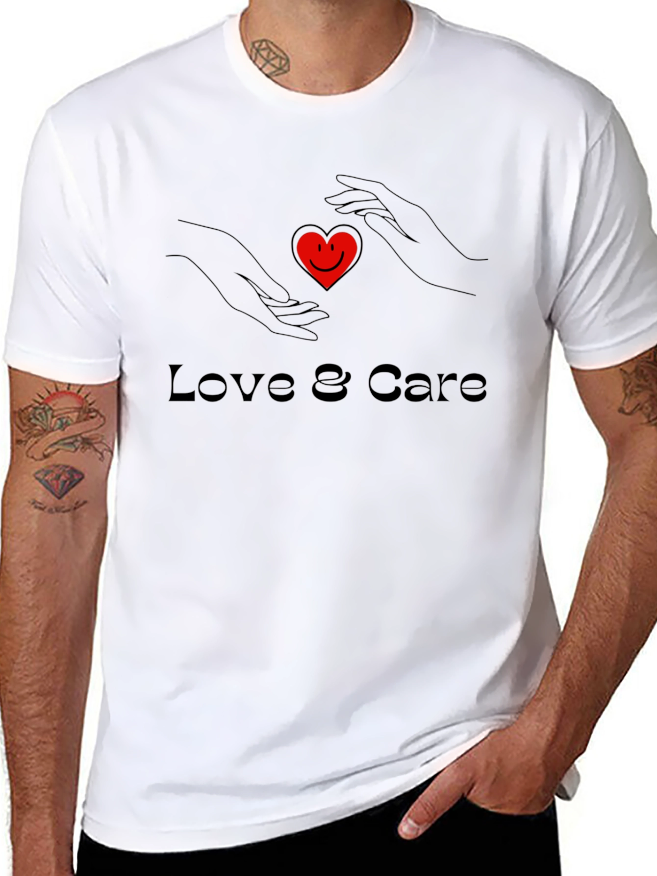 Love & Care Graphic Black T-Shirt