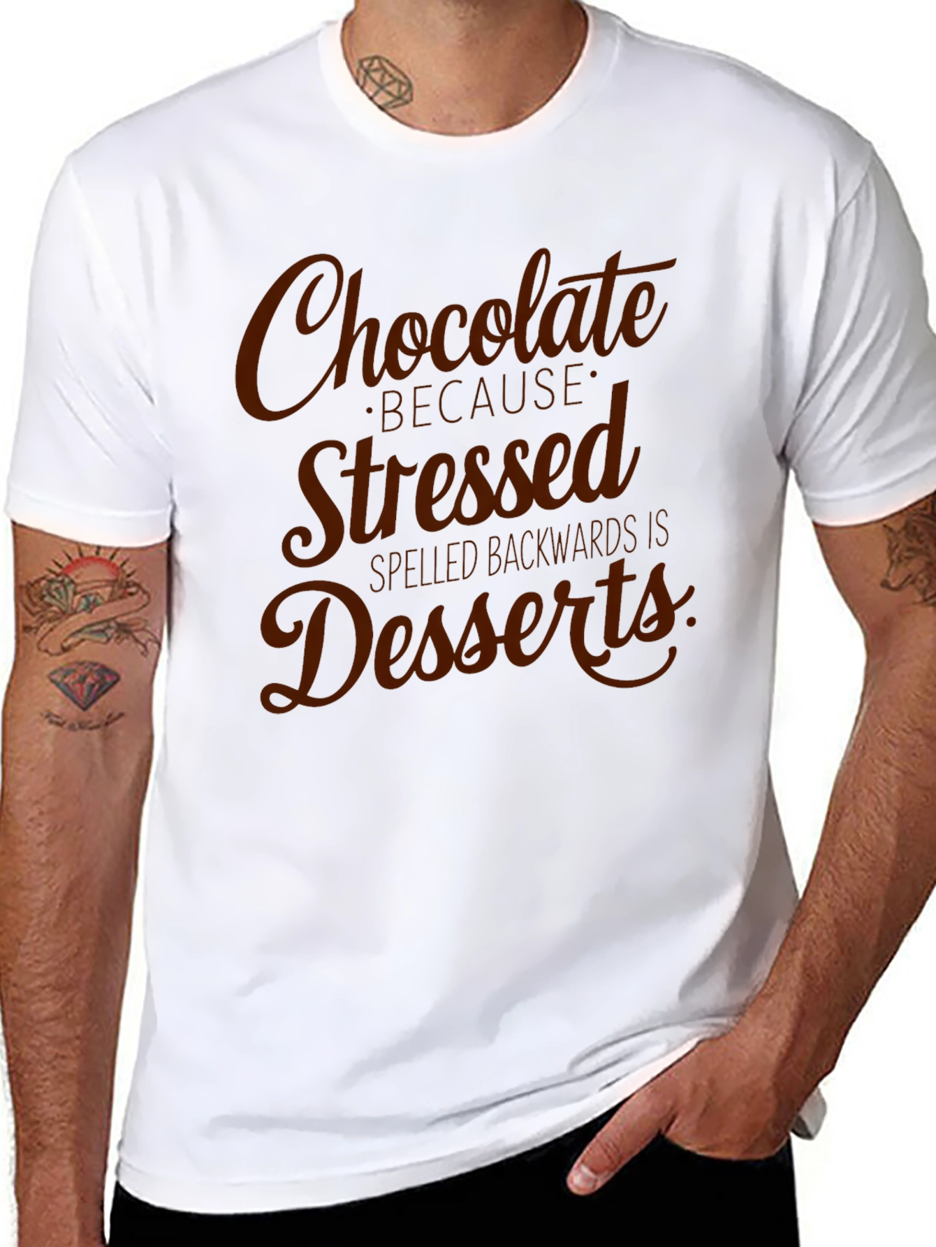 Chocolate Dessert Stressed Backwards Graphic T-Shirt