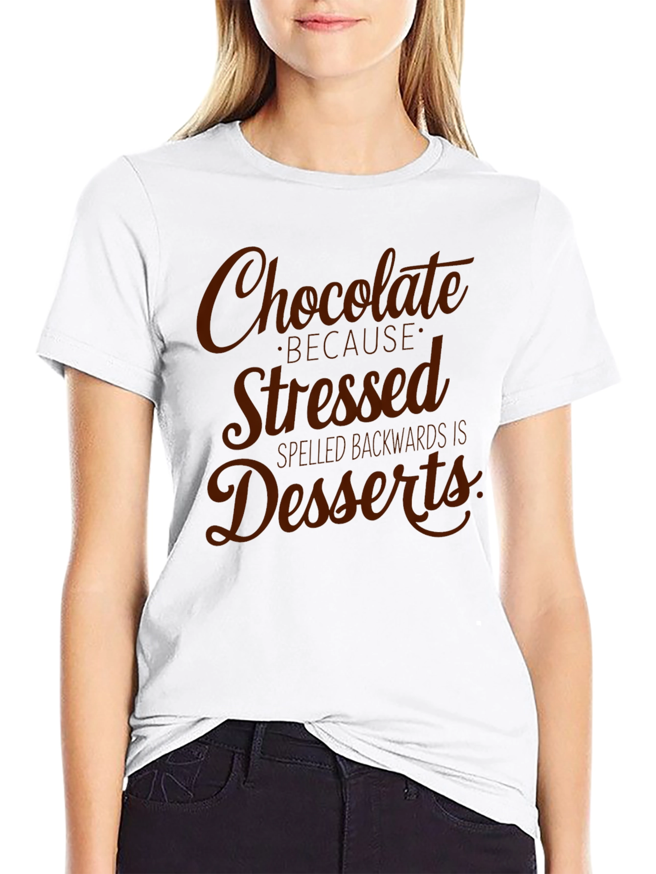 Chocolate Dessert Stressed Backwards Graphic T-Shirt