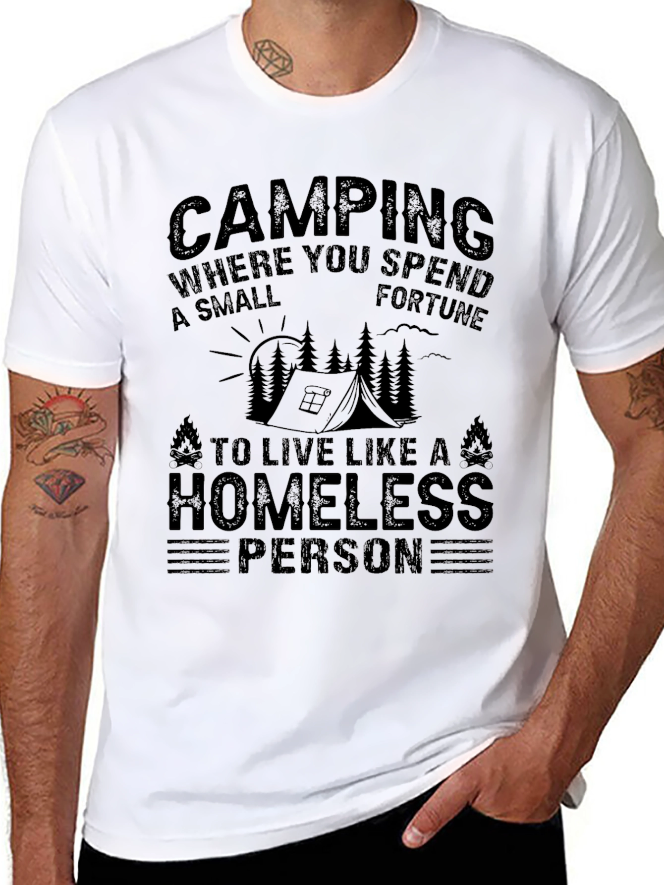 Camping Homeless Person Graphic T-Shirt