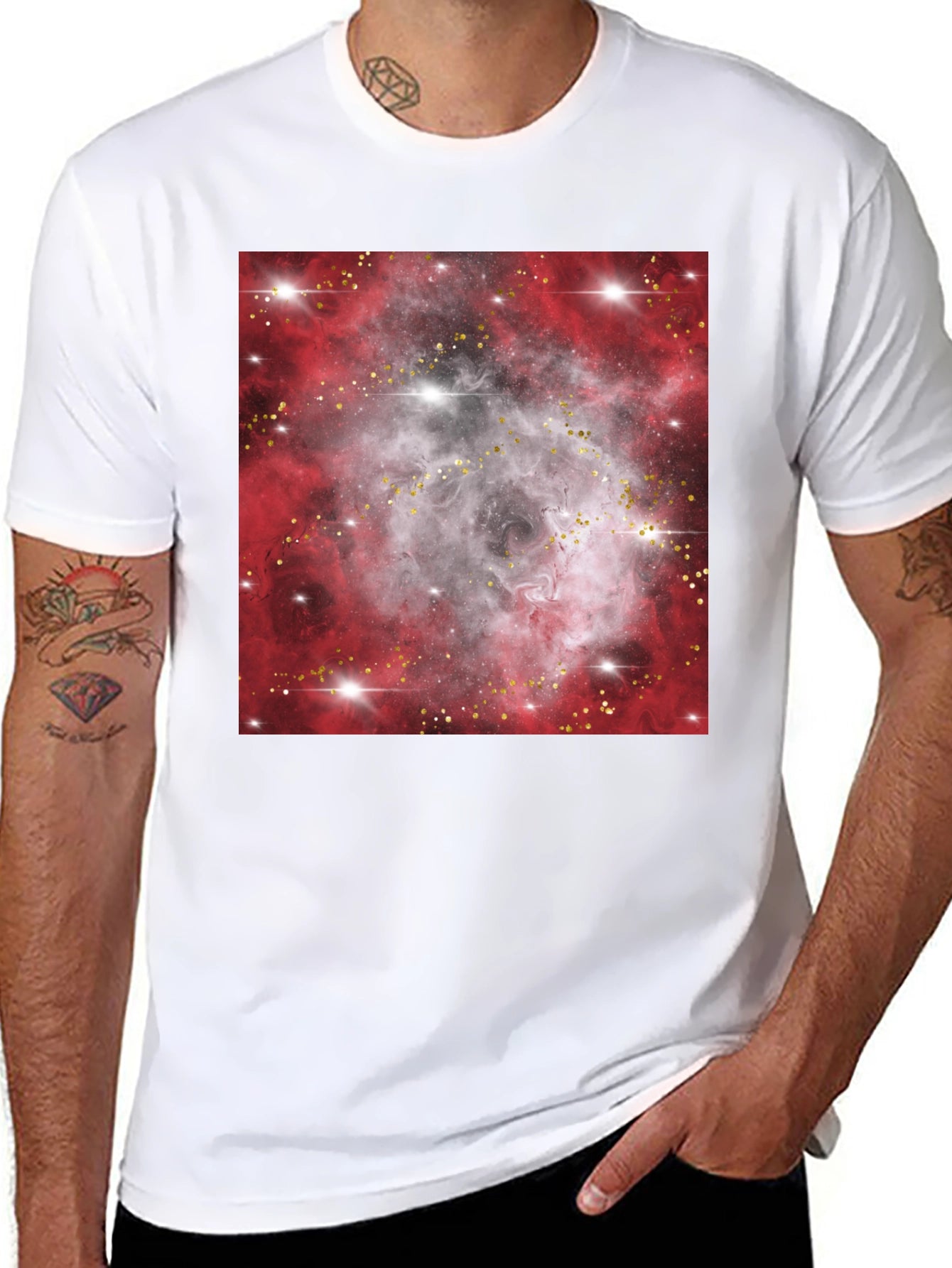 Galaxy Nebula Print Black T-Shirt