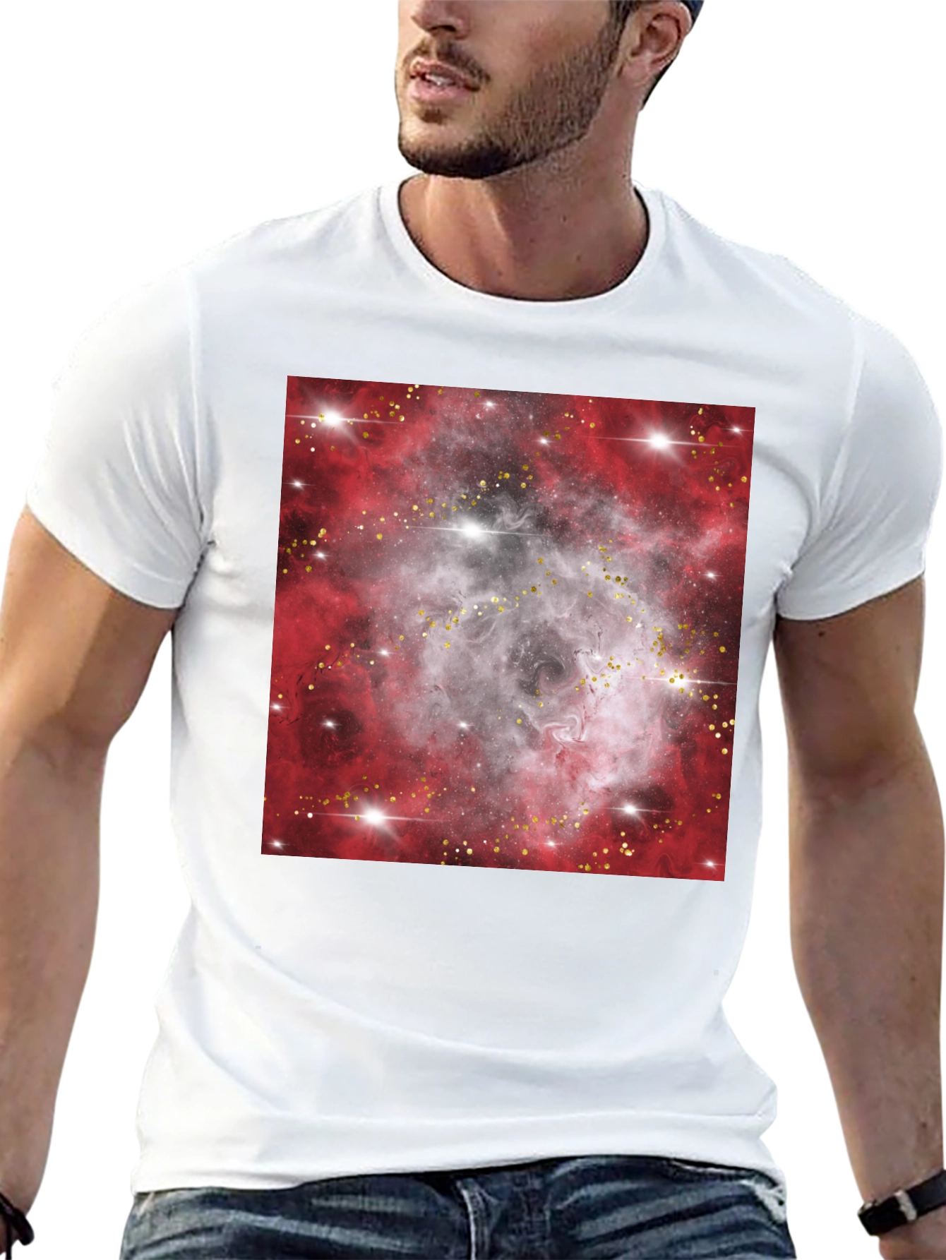 Galaxy Nebula Print Black T-Shirt