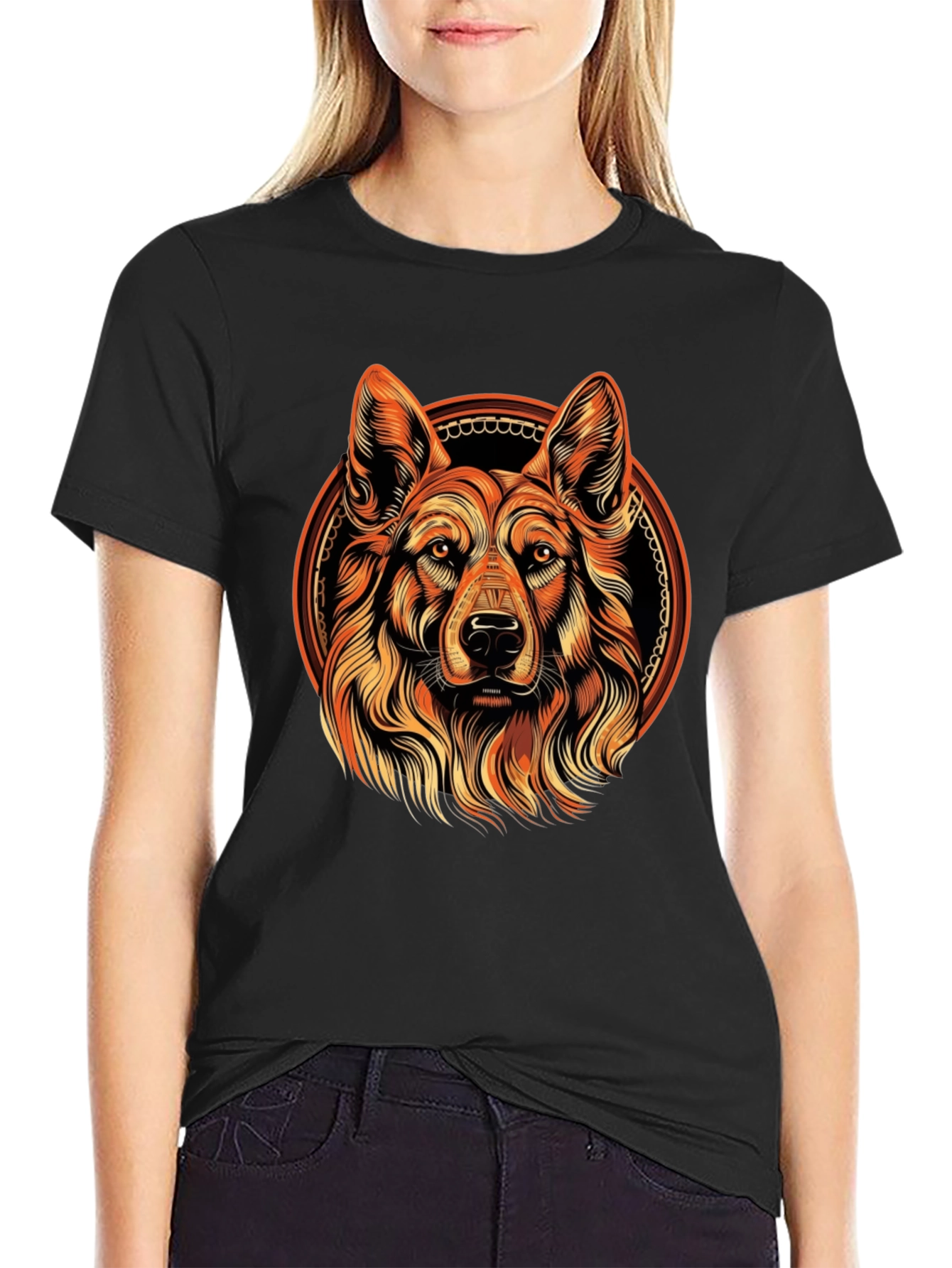Dog Portrait Graphic Tee - Black