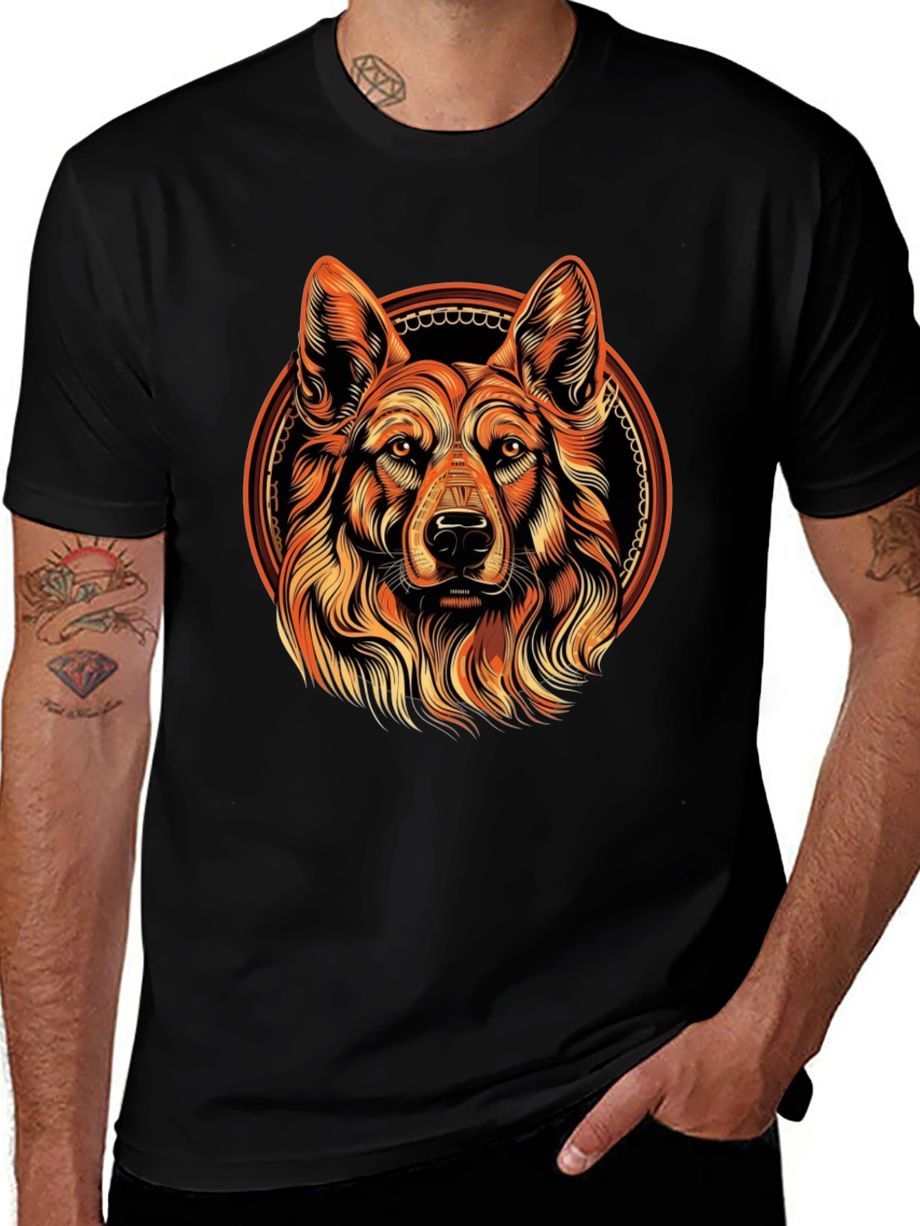 Dog Portrait Graphic Tee - Black