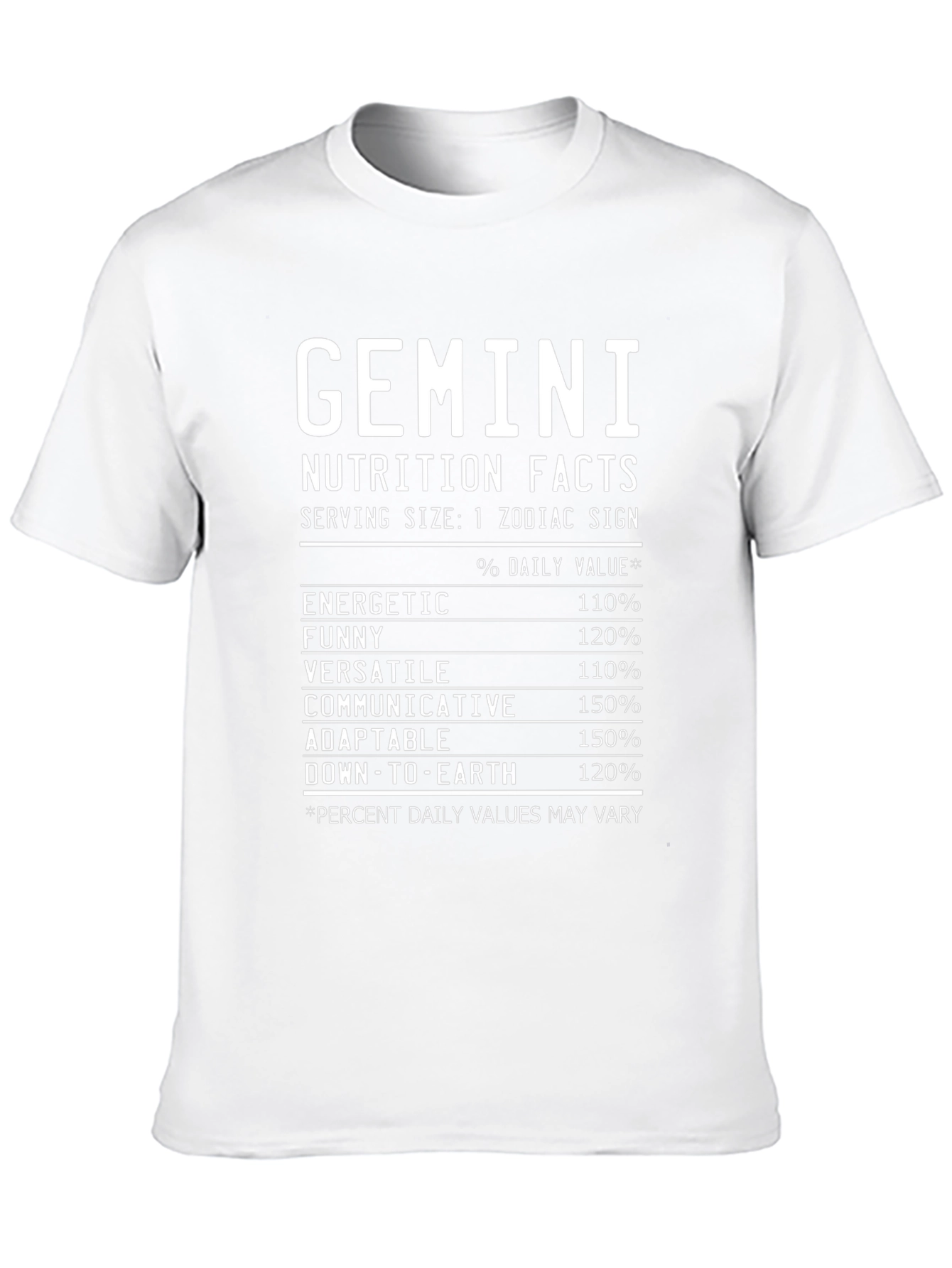 Gemini Nutrition Facts Black Graphic T-Shirt