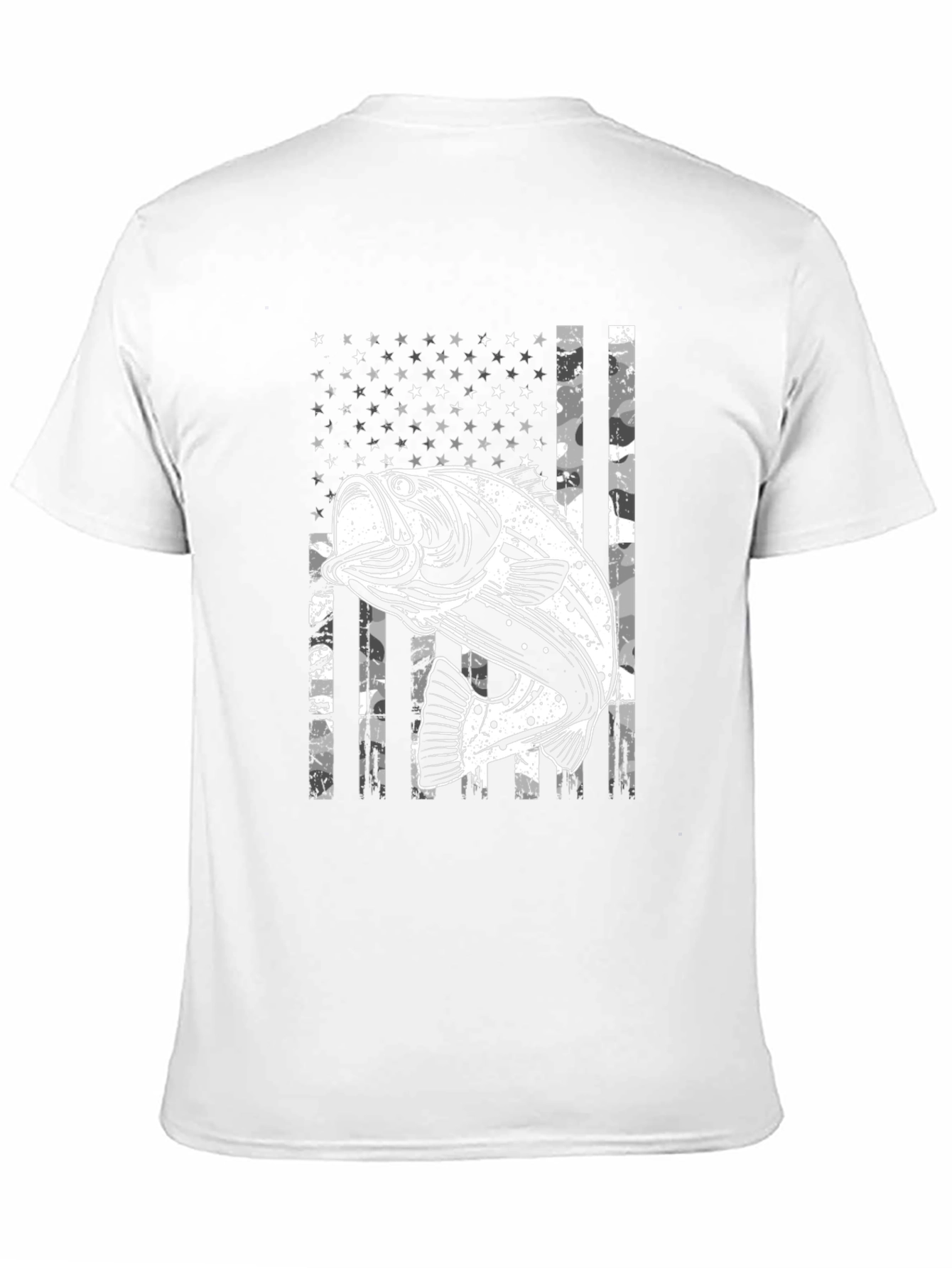 Bass Fishing USA Flag Graphic T-Shirt
