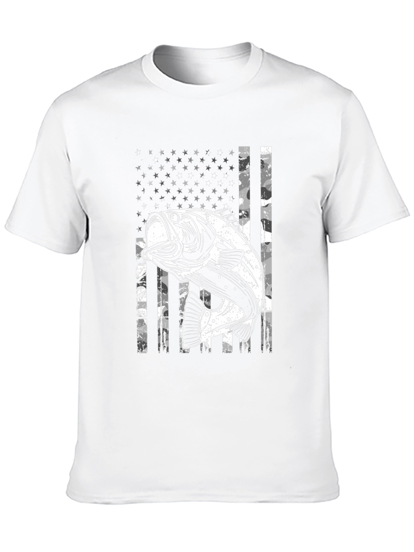 Bass Fishing USA Flag Graphic T-Shirt