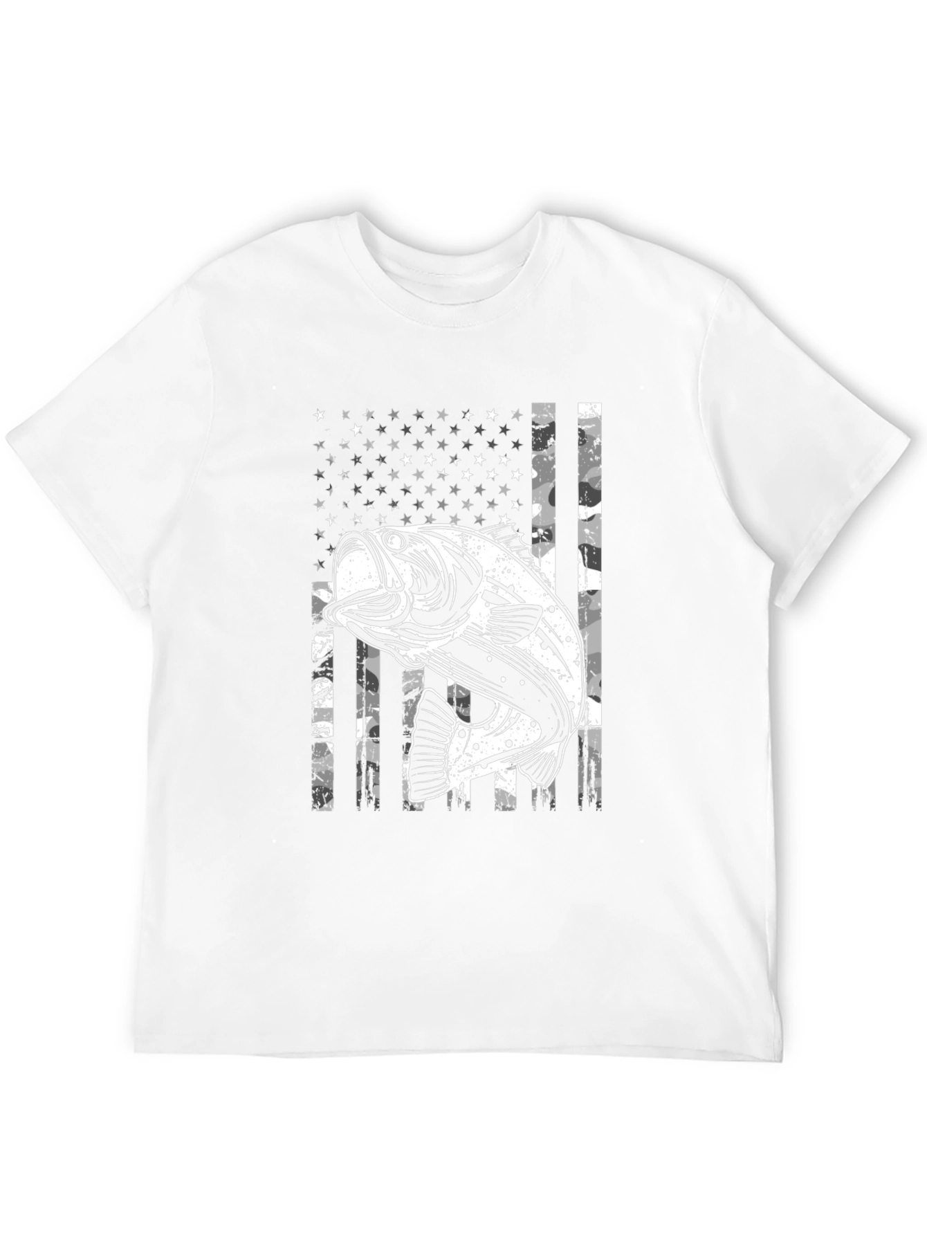 Bass Fishing USA Flag Graphic T-Shirt