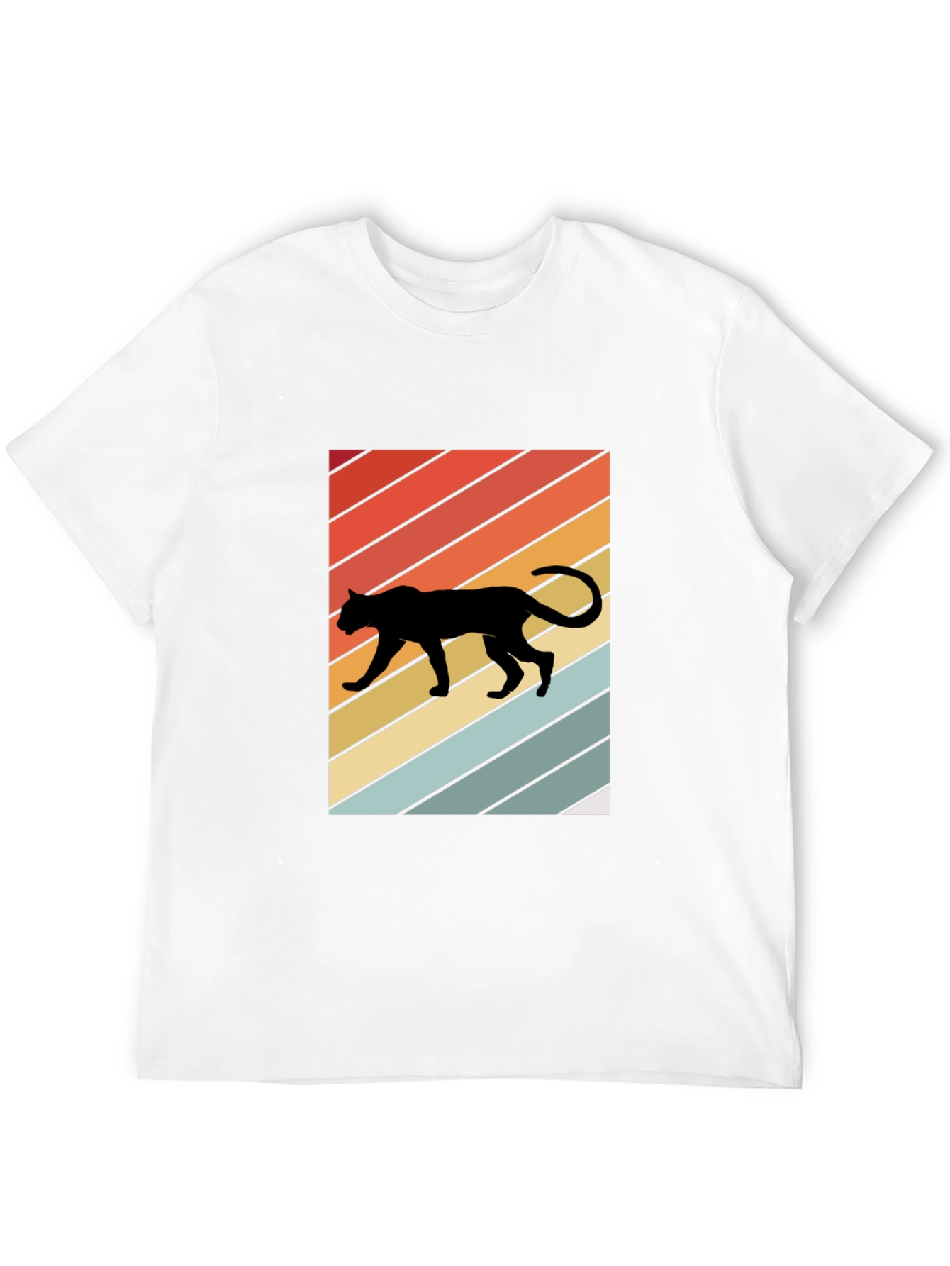 Retro Panther T-Shirt: Black Crew Neck Tee