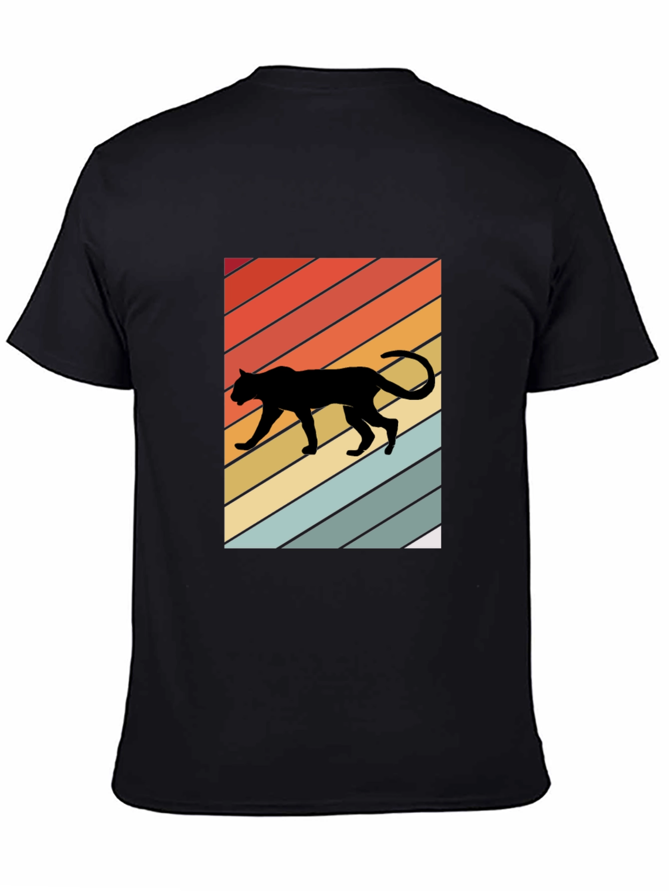 Retro Panther T-Shirt: Black Crew Neck Tee