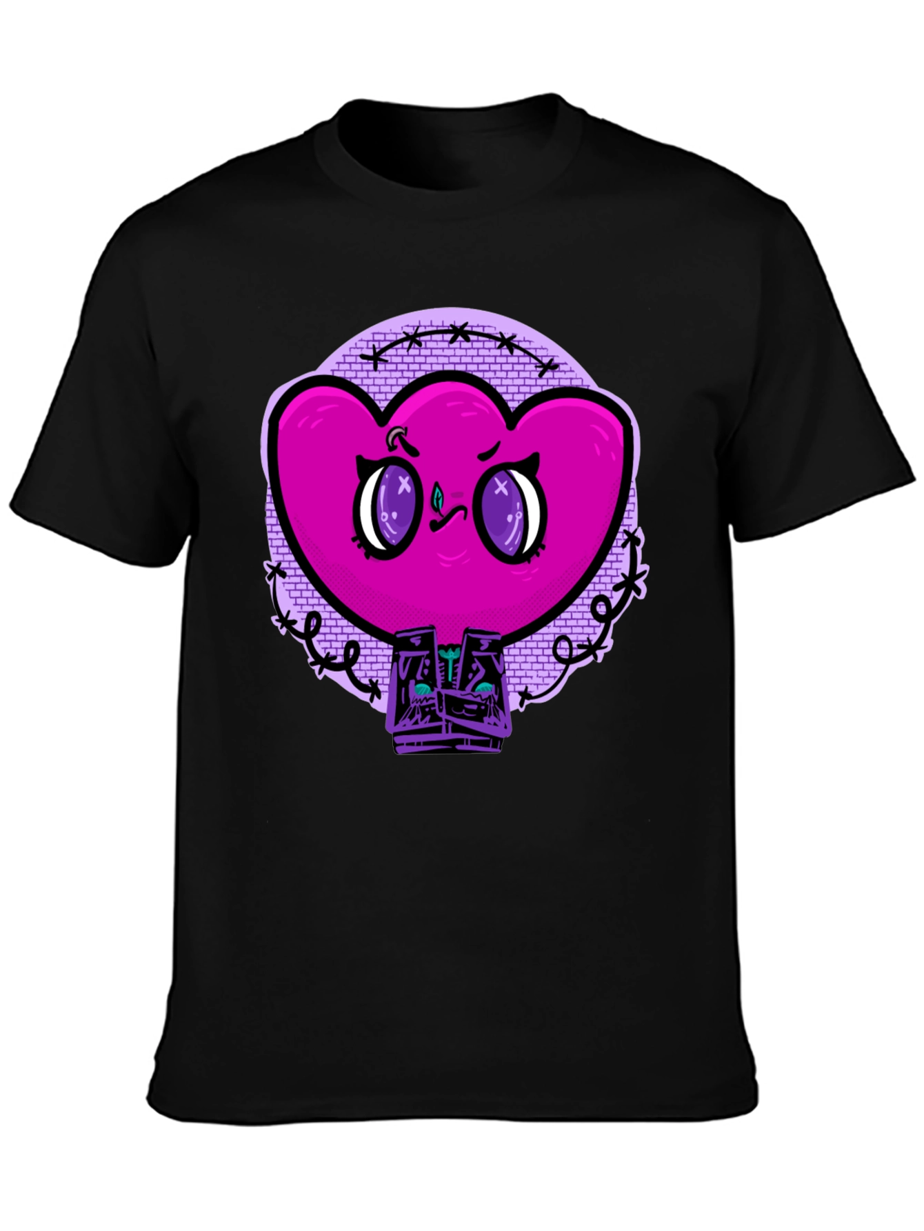 Edgy Heart Graphic Tee - Unisex Black T-Shirt