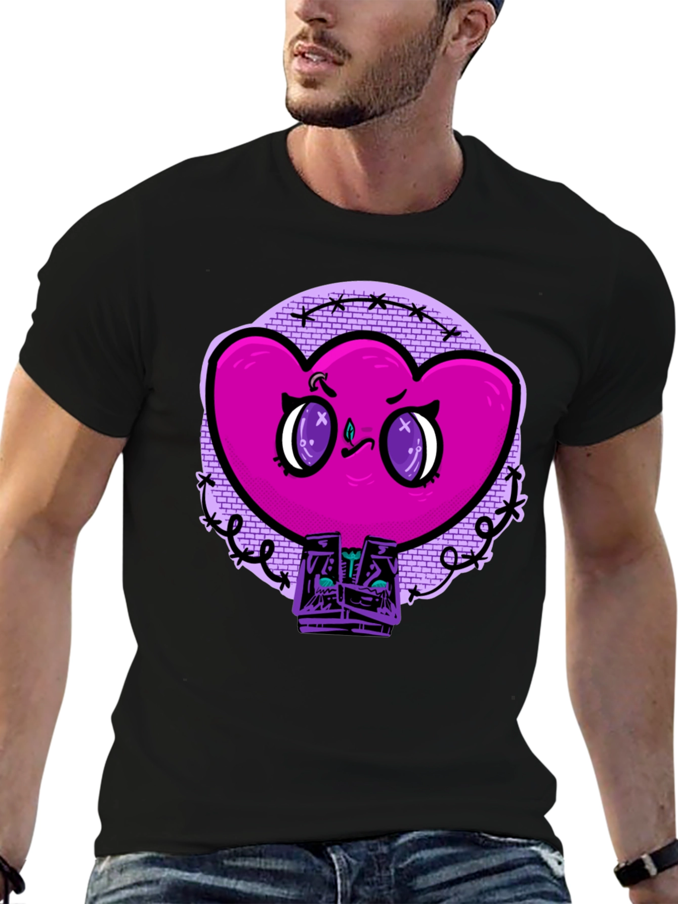 Edgy Heart Graphic Tee - Unisex Black T-Shirt