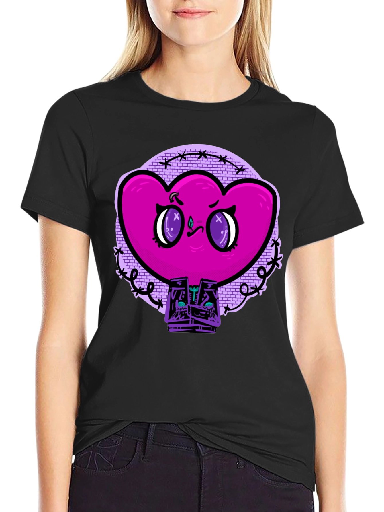 Edgy Heart Graphic Tee - Unisex Black T-Shirt
