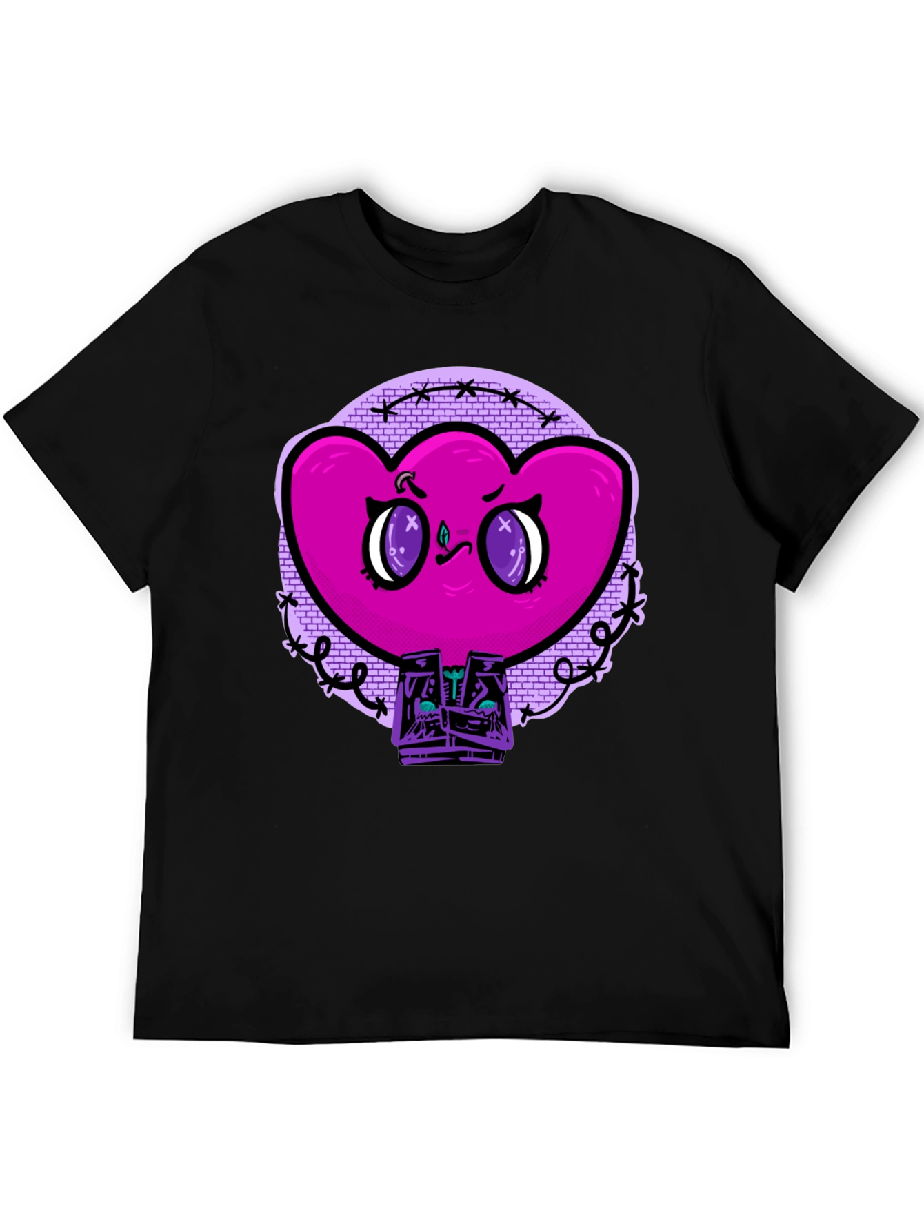 Edgy Heart Graphic Tee - Unisex Black T-Shirt