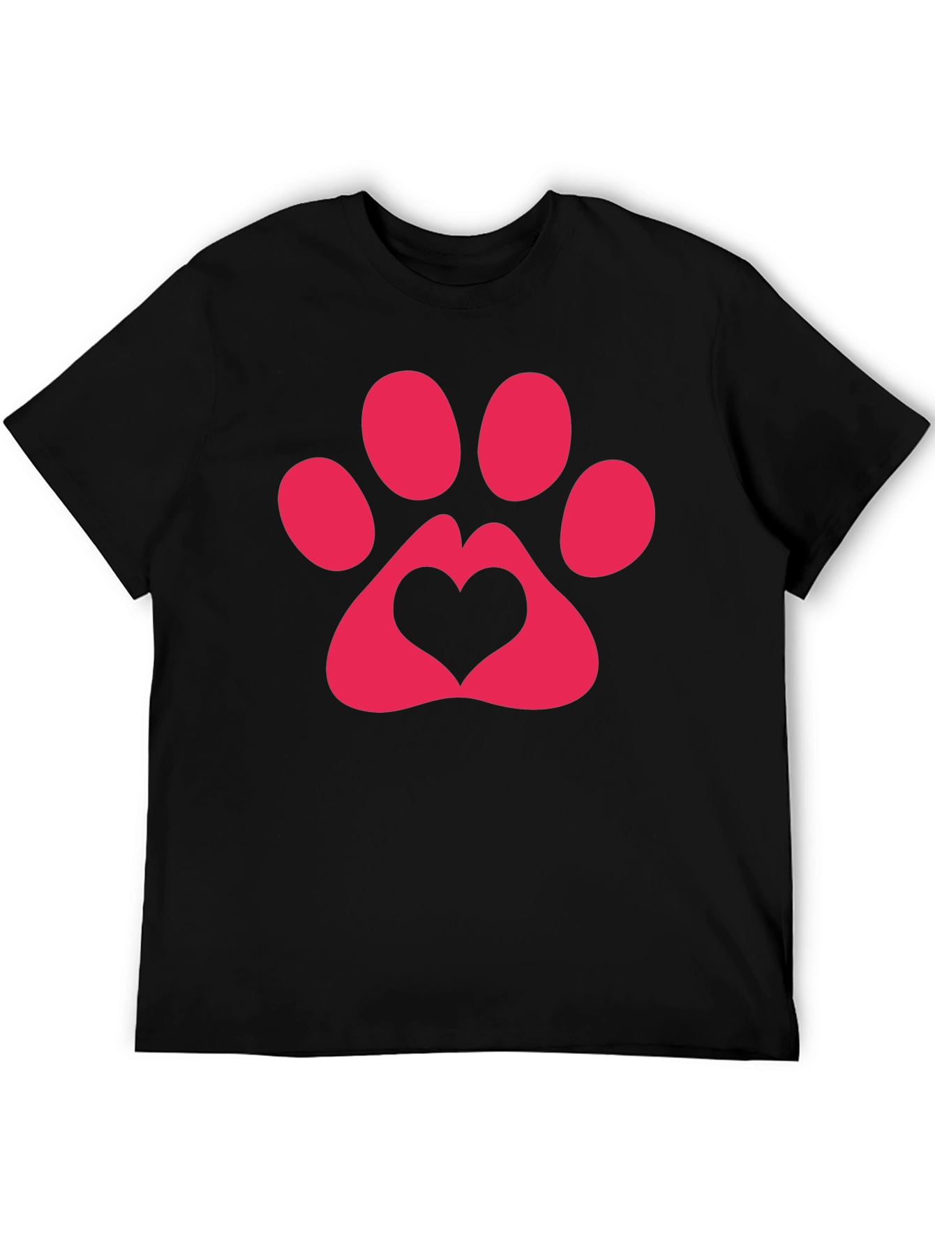 Heart Paw Print Graphic Tee - Black T-Shirt